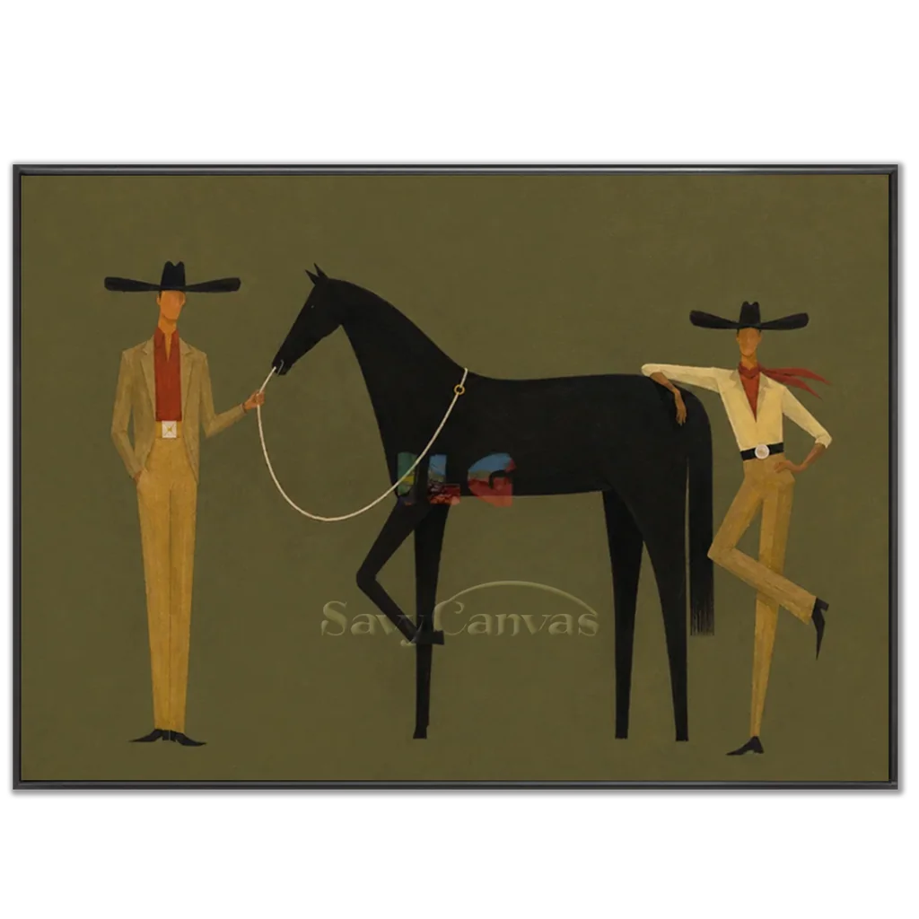 Expressionist Western Cowboy Panoramic Oil Painting #SS 361