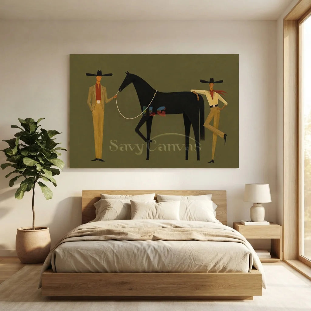 Expressionist Western Cowboy Panoramic Oil Painting #SS 361