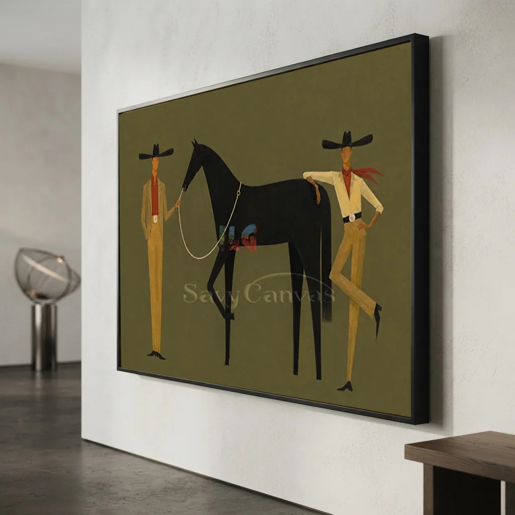 Expressionist Western Cowboy Panoramic Oil Painting #SS 361