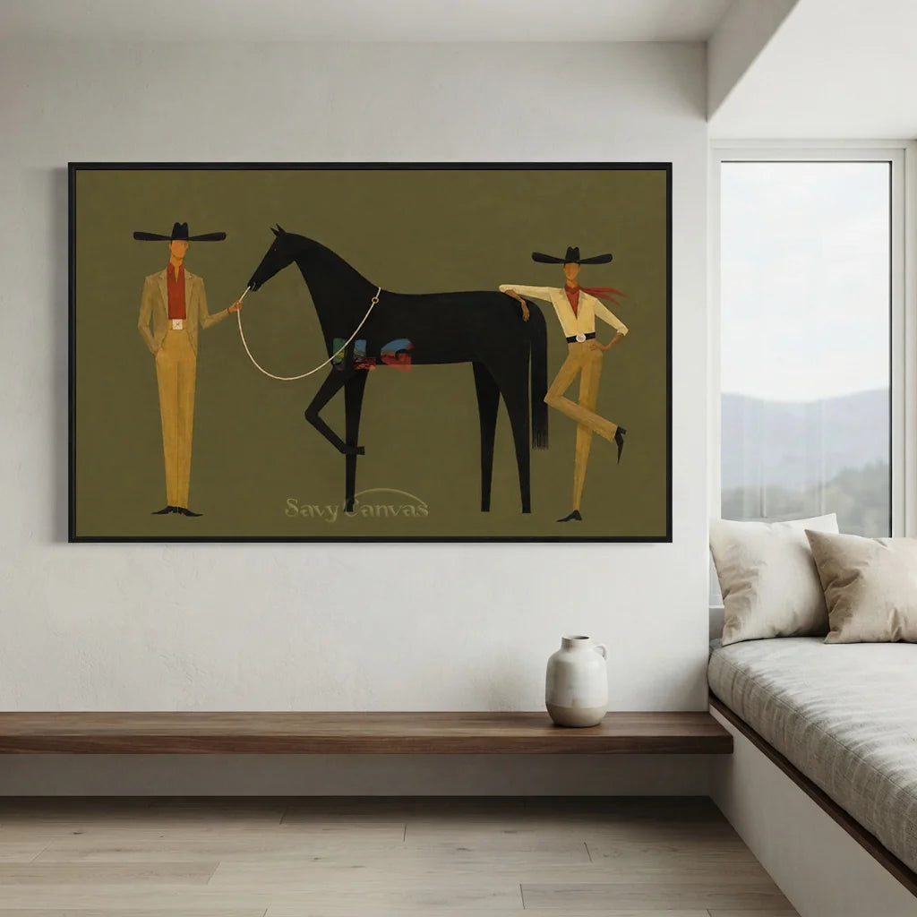 Expressionist Western Cowboy Panoramic Oil Painting #SS 361