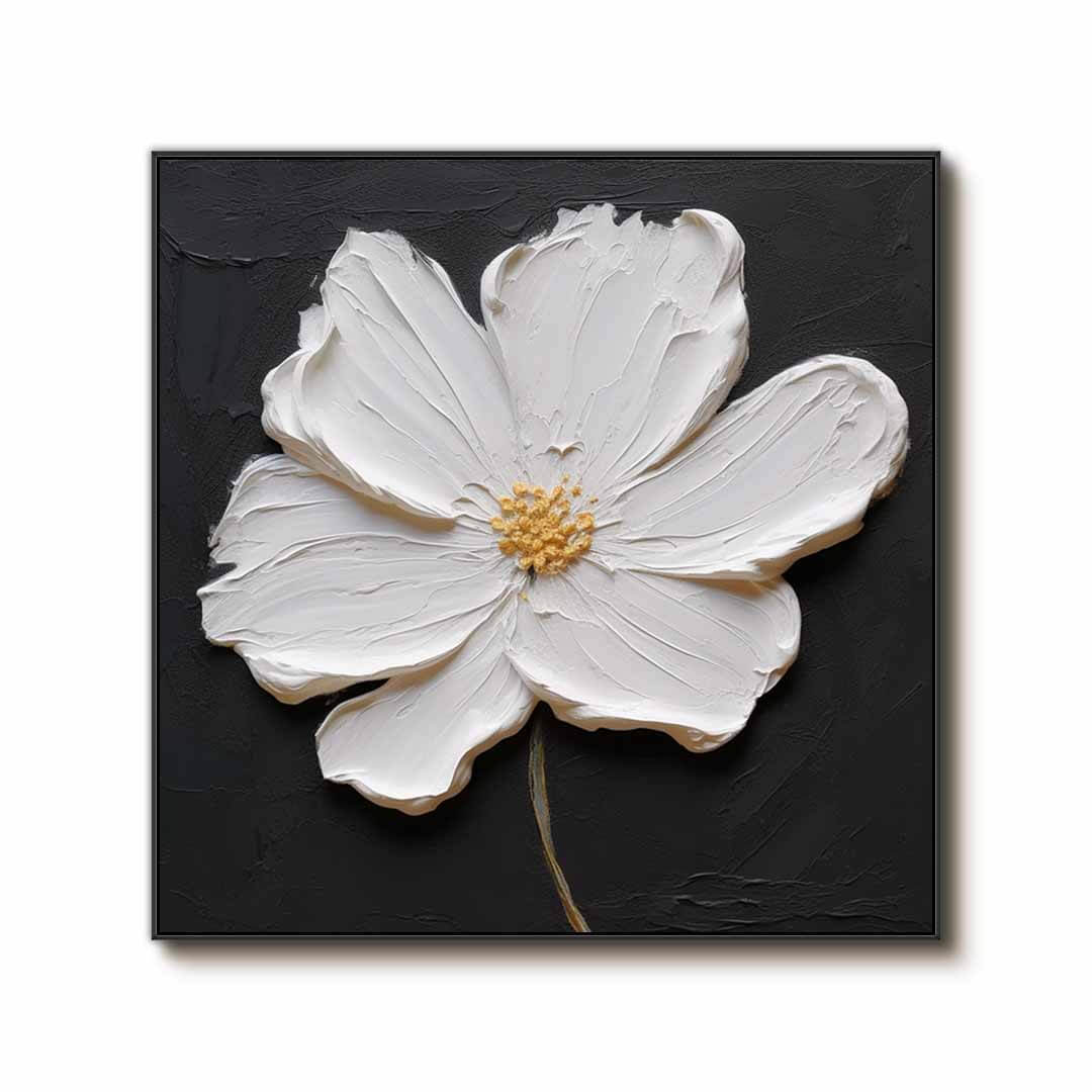 Textured 3D White Flower Painting | Impasto Floral Wall Art #AA 051