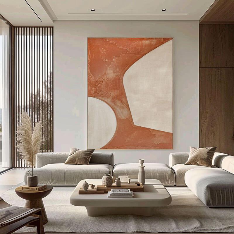Rust and Beige Abstract Canvas Art | Warm Earth Tone Wall Decor #AA 414