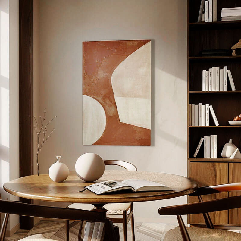 Rust and Beige Abstract Canvas Art | Warm Earth Tone Wall Decor #AA 414