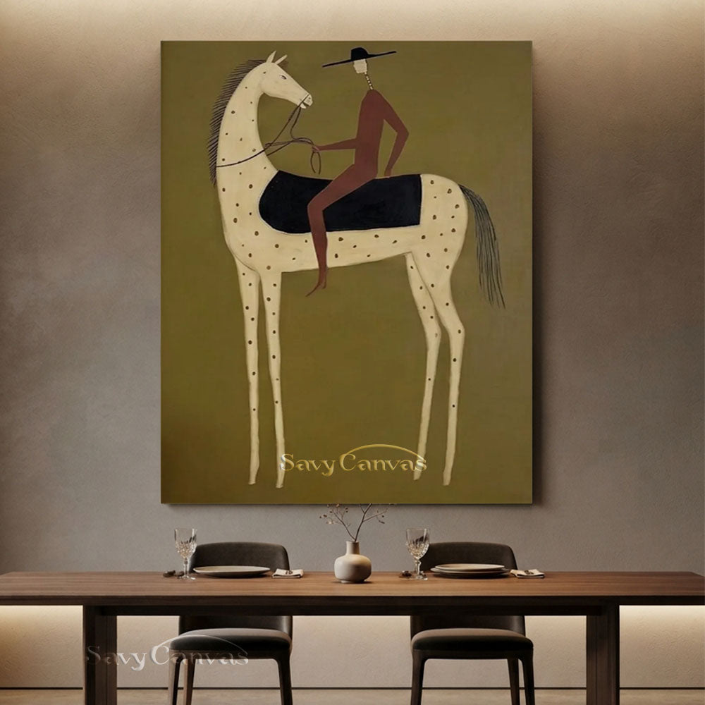 Abstract Modernist Horse Rider Textured Oil Painting #SS 221