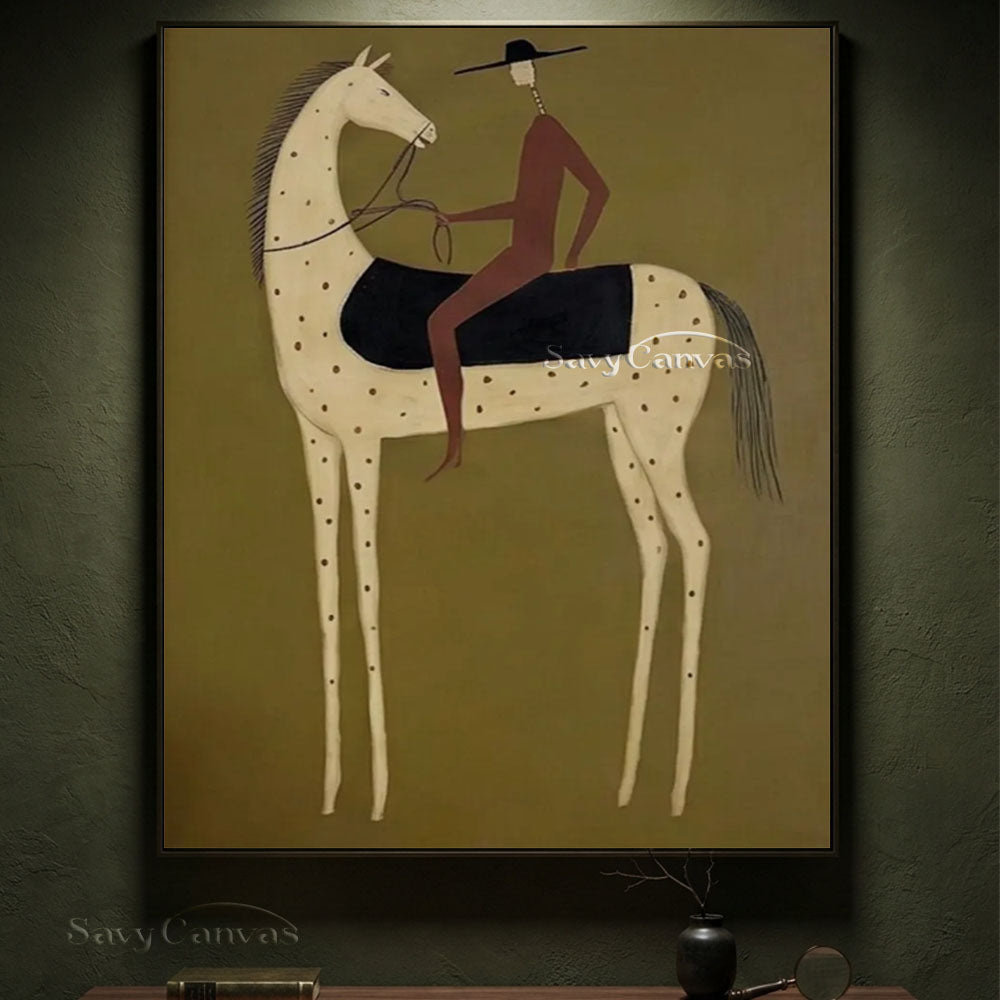 Abstract Modernist Horse Rider Textured Oil Painting #SS 221