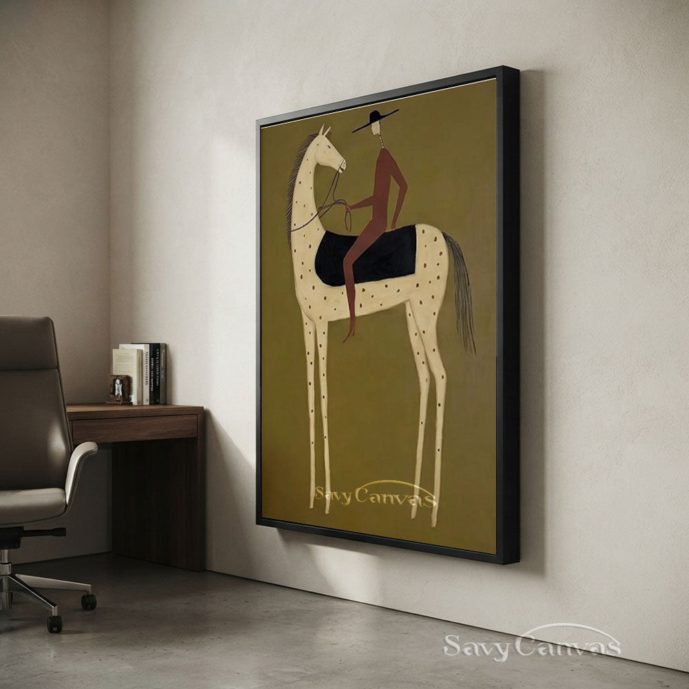 Abstract Modernist Horse Rider Textured Oil Painting #SS 221