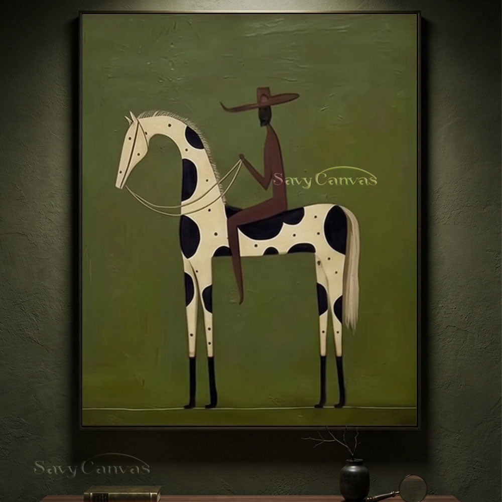 Abstract Horse Rider Textured Oil Painting #SS 222