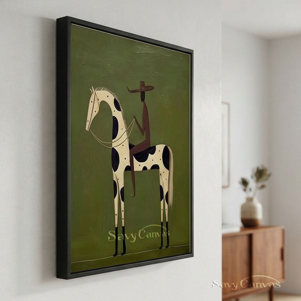 Abstract Horse Rider Textured Oil Painting #SS 222