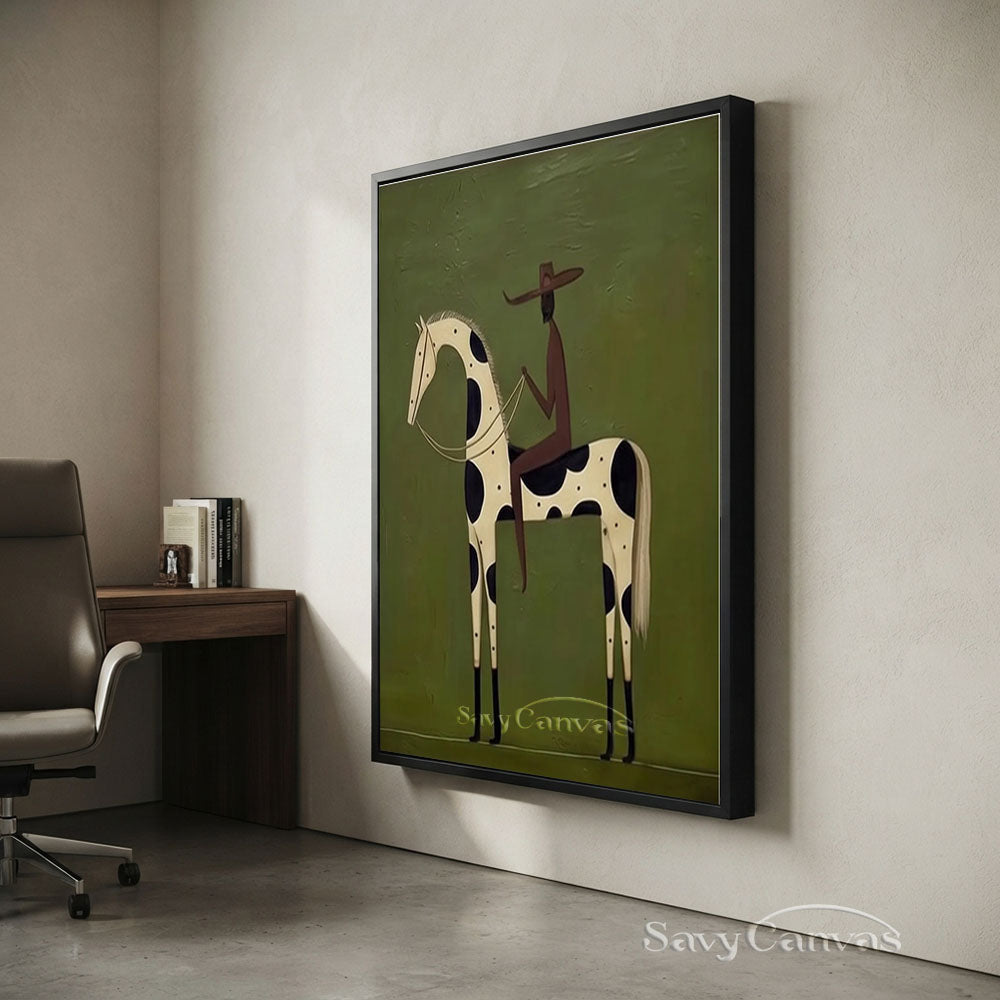 Abstract Horse Rider Textured Oil Painting #SS 222