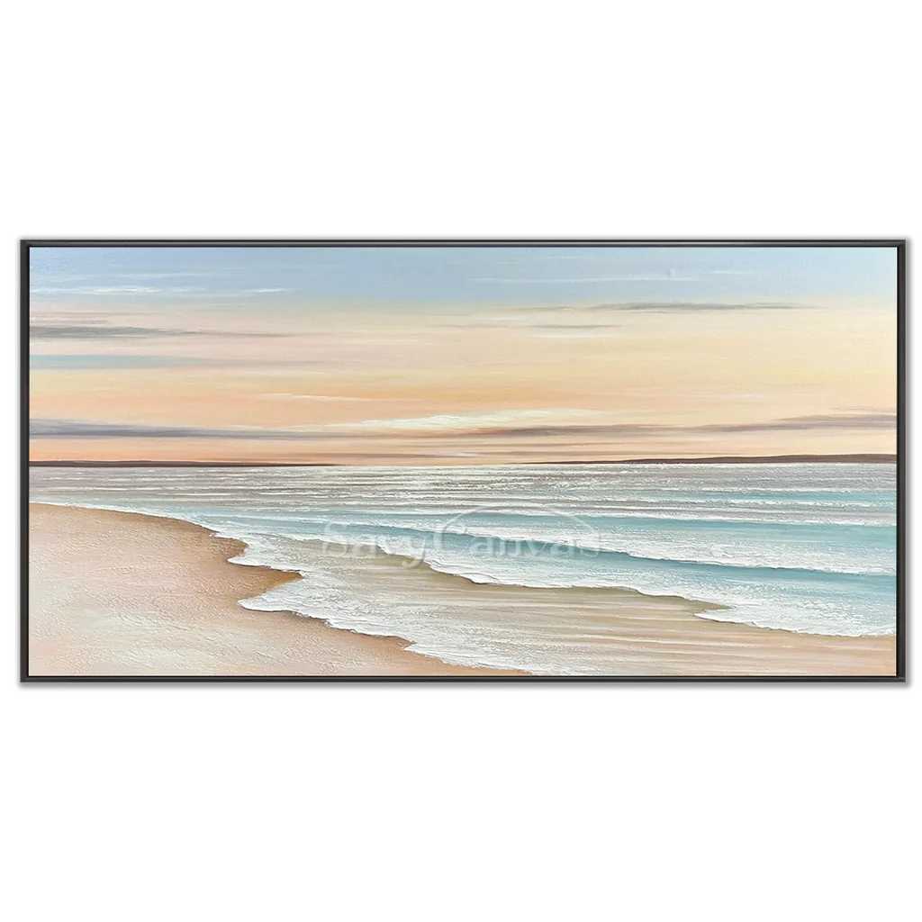 Oversized Coastal Artwork | Modern Beach Painting Above Couch #ZZ 057