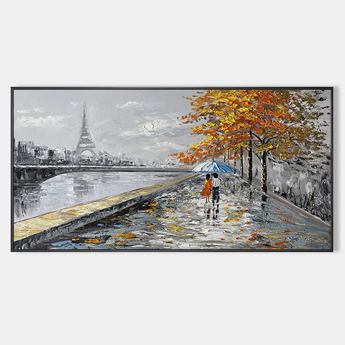Paris Painting Couple with Umbrella | Eiffel Tower Wall Art #AA 084