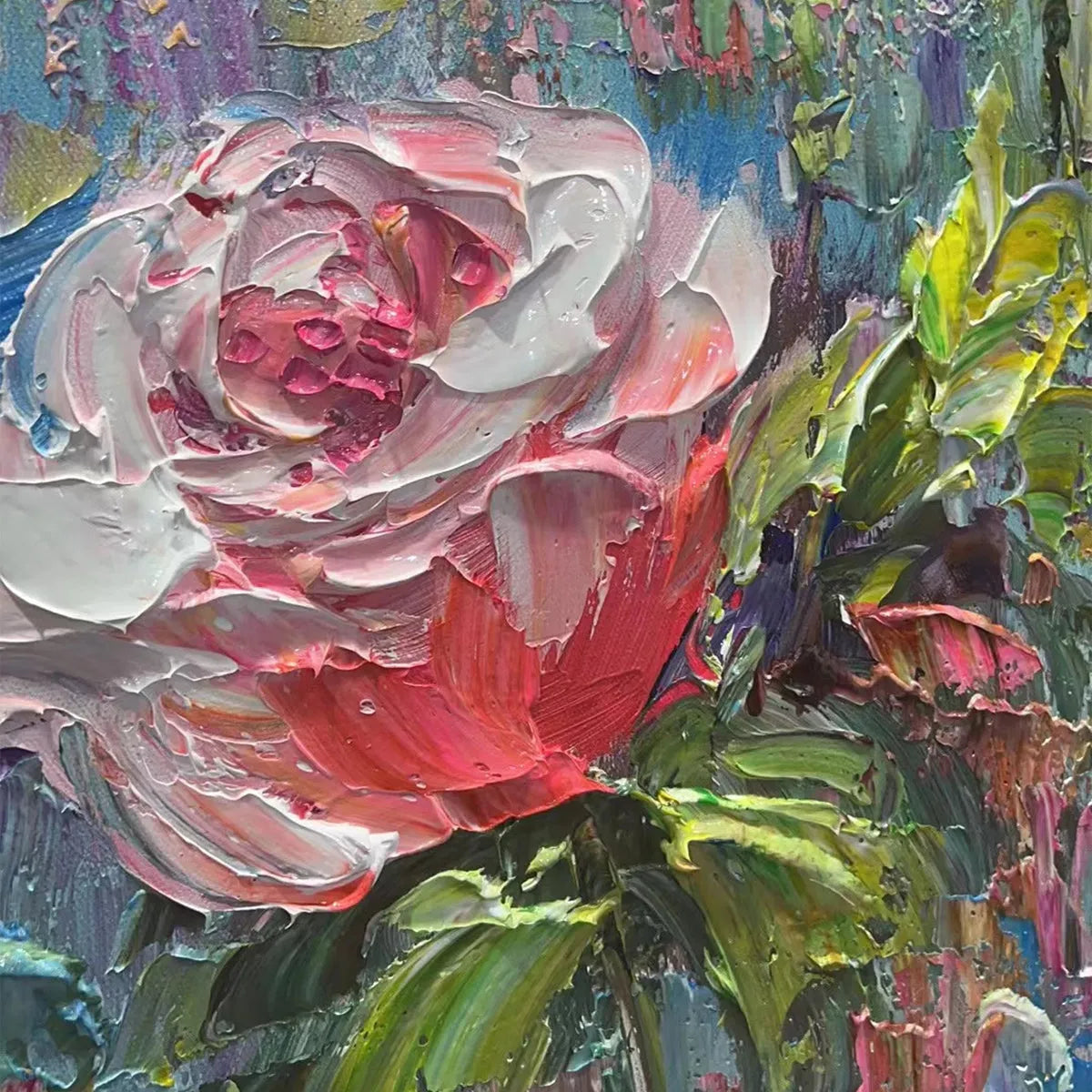 Dreamy Rose Painting | Whimsical Colorful Floral Wall Art #AA 132
