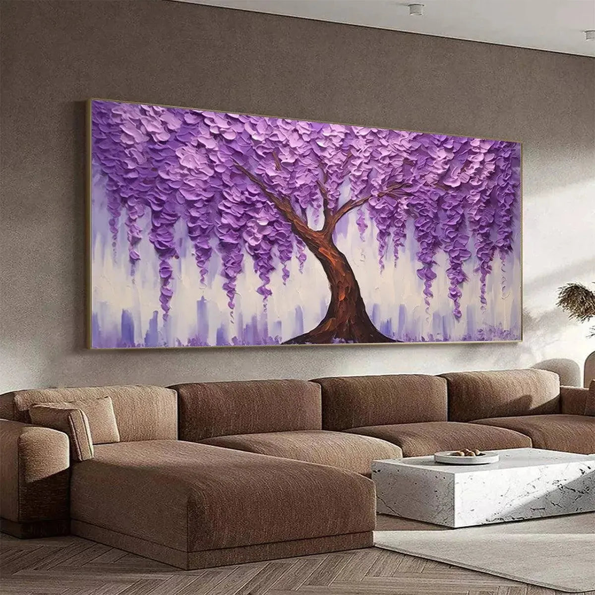 Purple Wisteria Tree Canvas Wall Art | Panoramic Landscape #AA 356