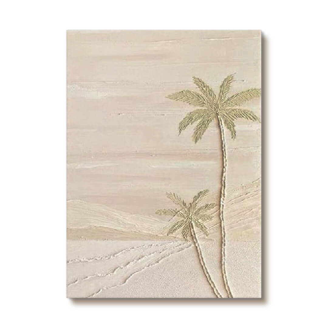 Beige Boho Palm Tree Wall Art | Minimalist Neutral Canvas #AA 410