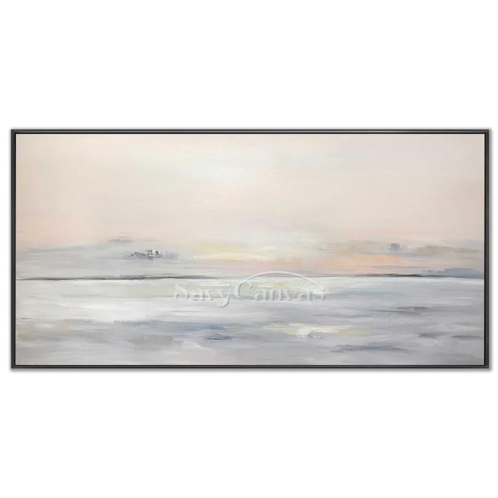 Pastel Seascape Oil Painting - Tranquil Ocean & Sky Wall Art #JJ 003