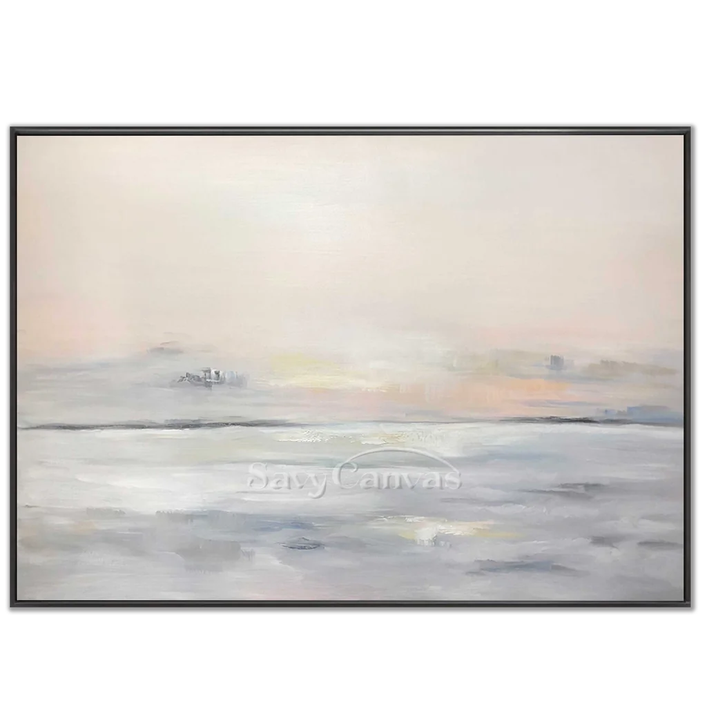 Pastel Seascape Oil Painting - Tranquil Ocean & Sky Wall Art #JJ 003