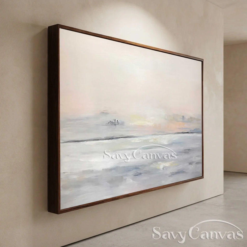 Pastel Seascape Oil Painting - Tranquil Ocean & Sky Wall Art #JJ 003