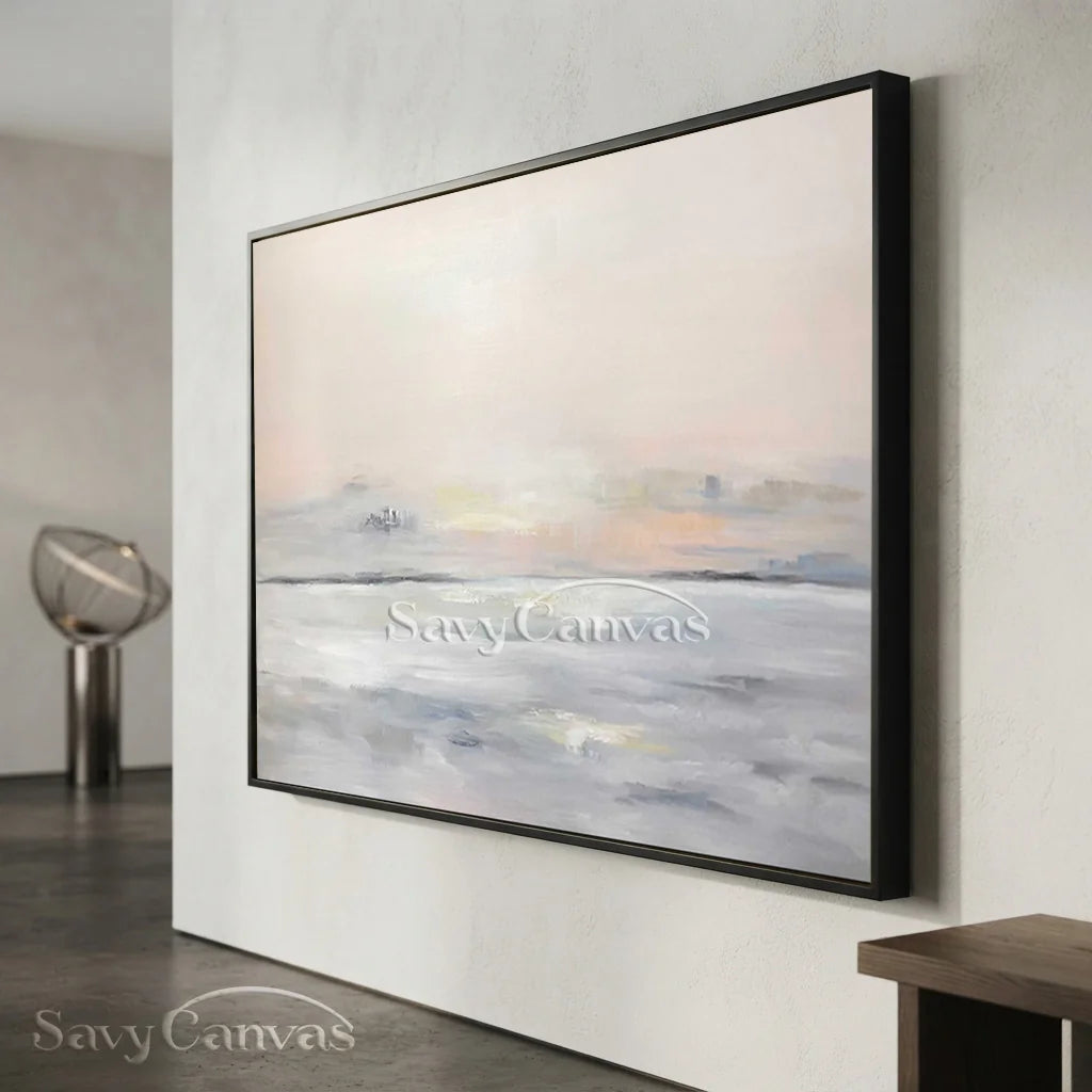 Pastel Seascape Oil Painting - Tranquil Ocean & Sky Wall Art #JJ 003