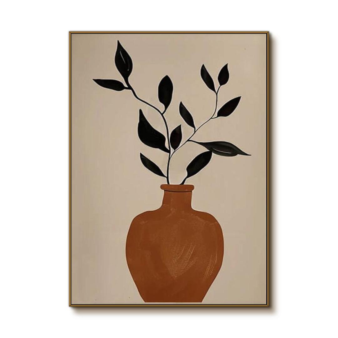 Japandi Style Vase Art | Earth Tone Botanical Painting #AA 052
