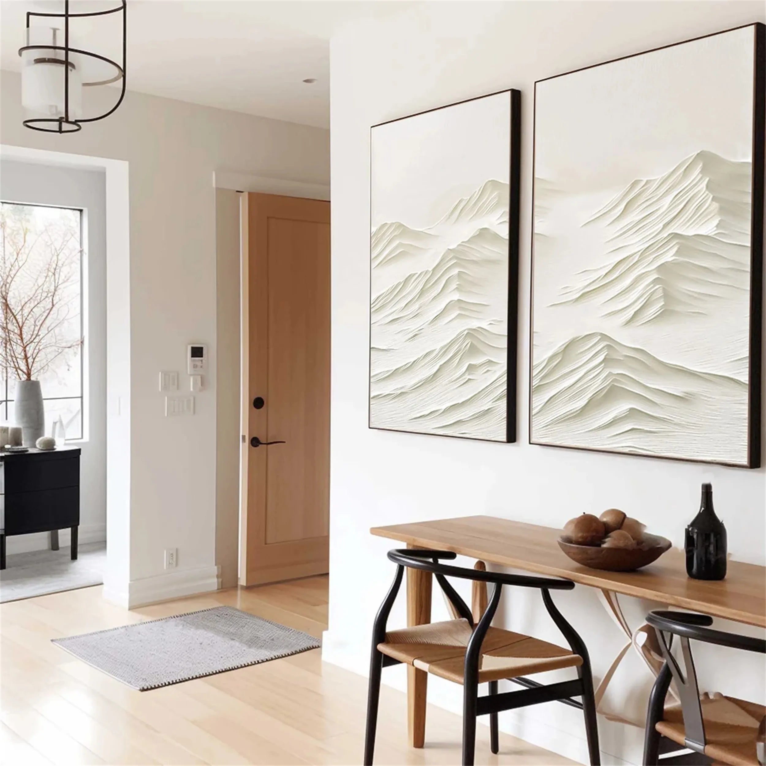 Textured Plaster Art Set of 2 | Minimalist Mountain Paintings #JJ 414