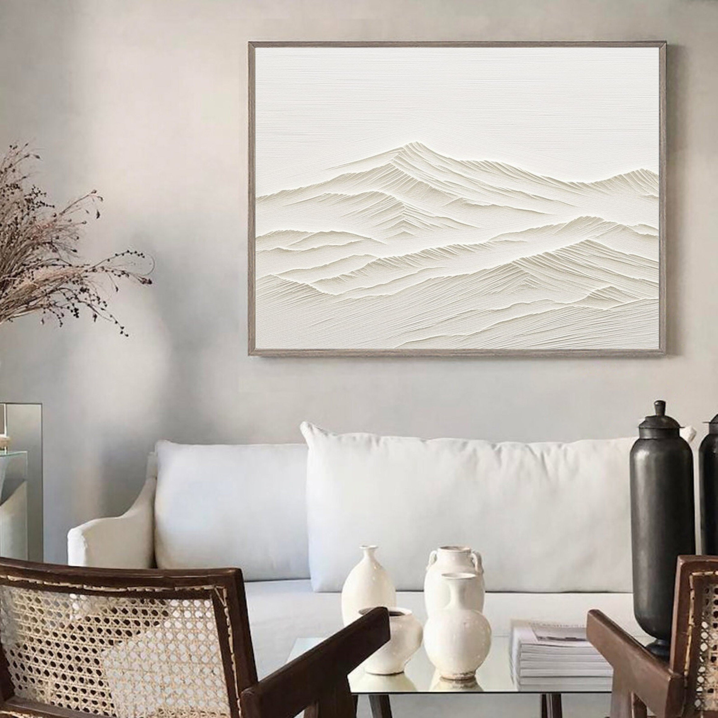 Modern 3D Plaster Art - Abstract Textured Canvas for Living Room #JJ 364