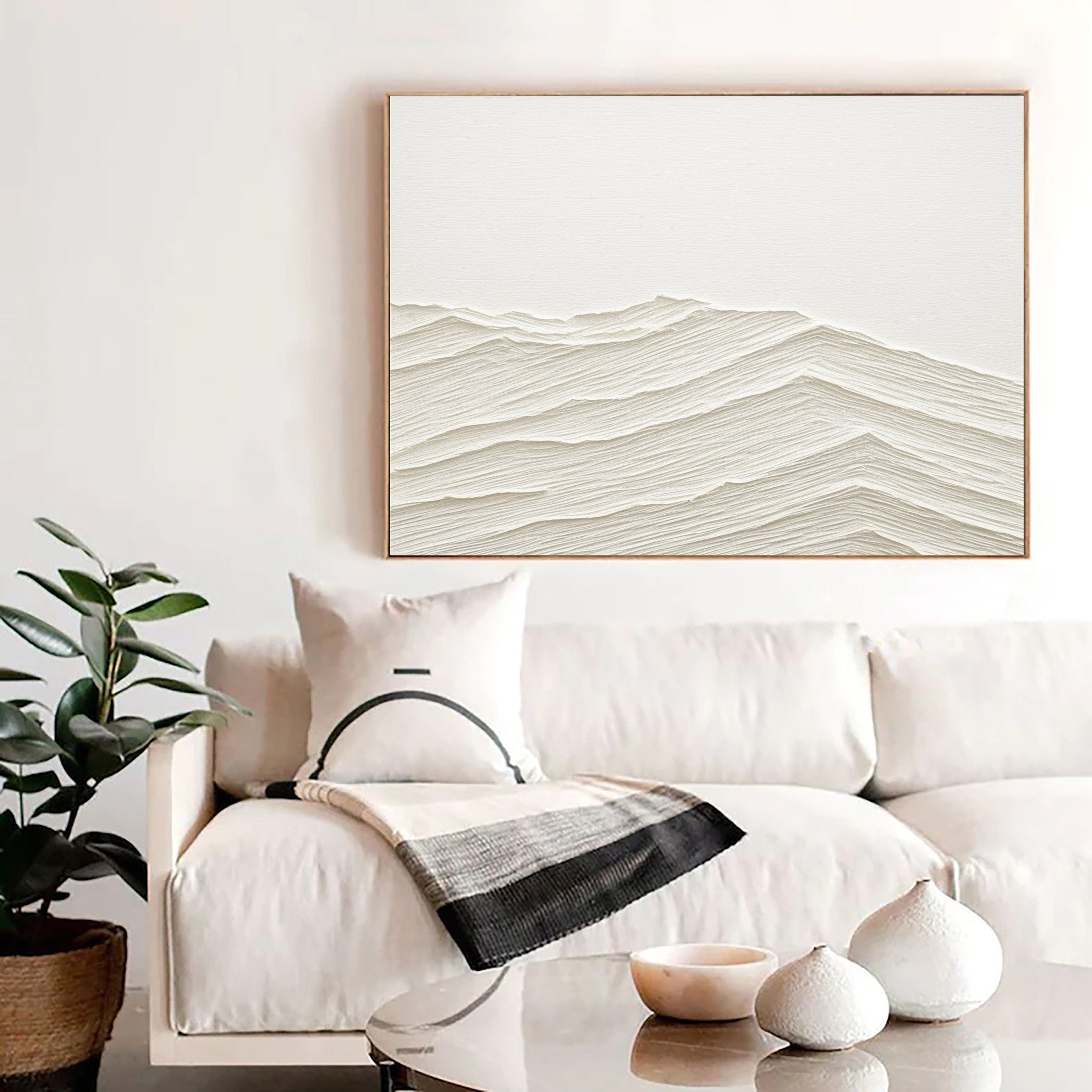 Abstract Beige Mountain Art - Textured Minimalist Painting #JJ 365