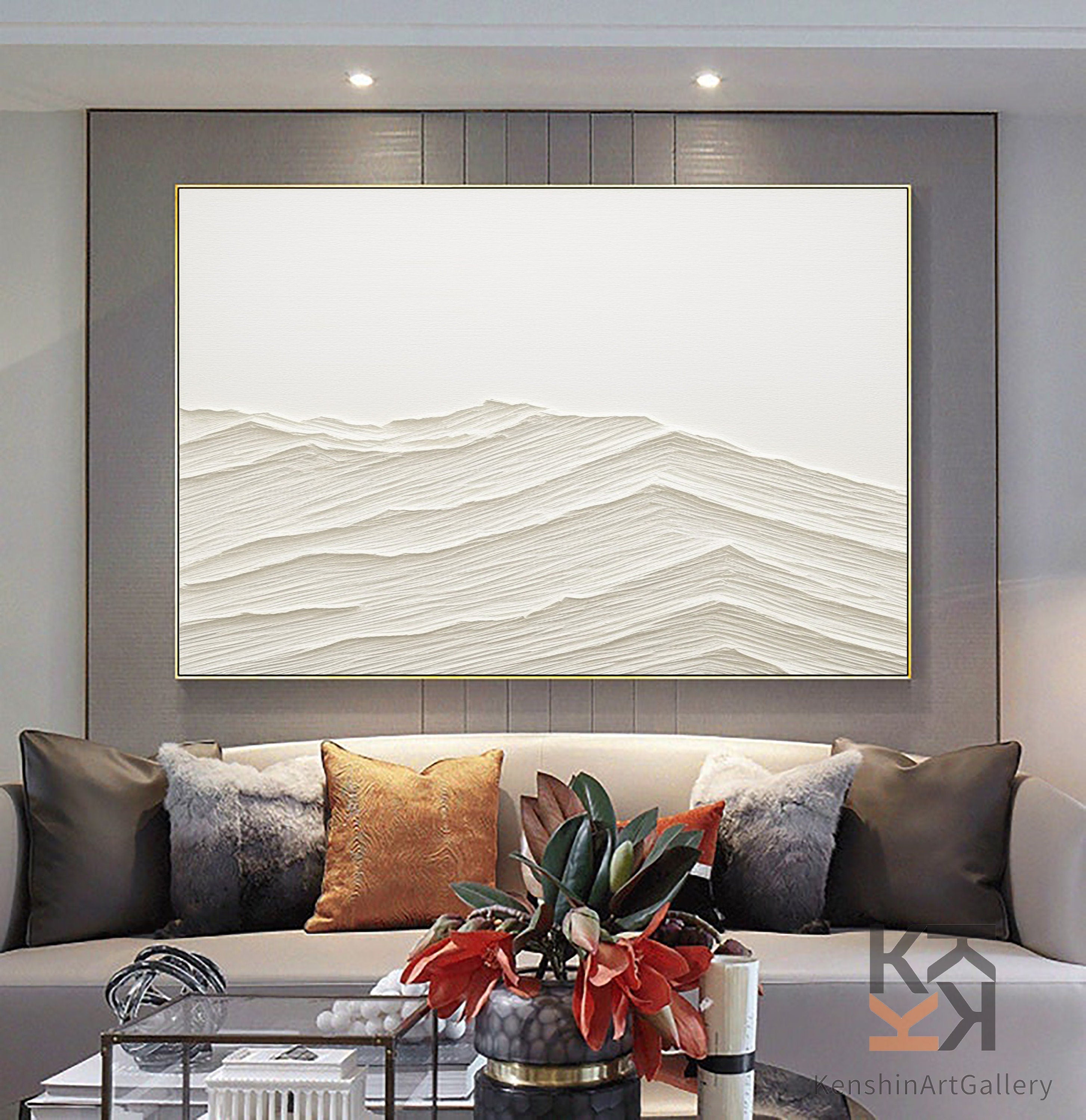 Abstract Beige Mountain Art - Textured Minimalist Painting #JJ 365