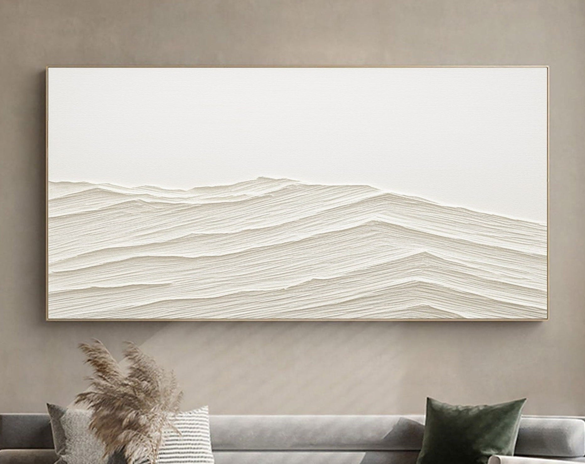 Textured Abstract Mountain Range - White Minimalist Landscape Art

