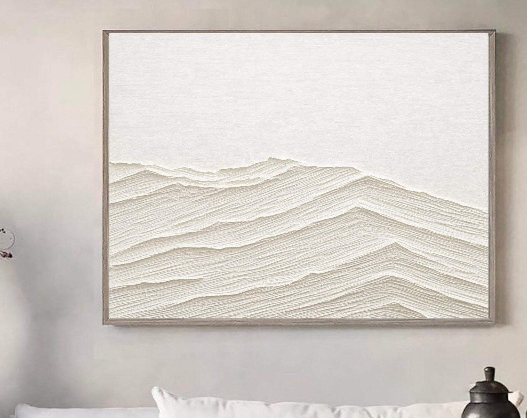 Abstract Beige Mountain Art - Textured Minimalist Painting #JJ 365