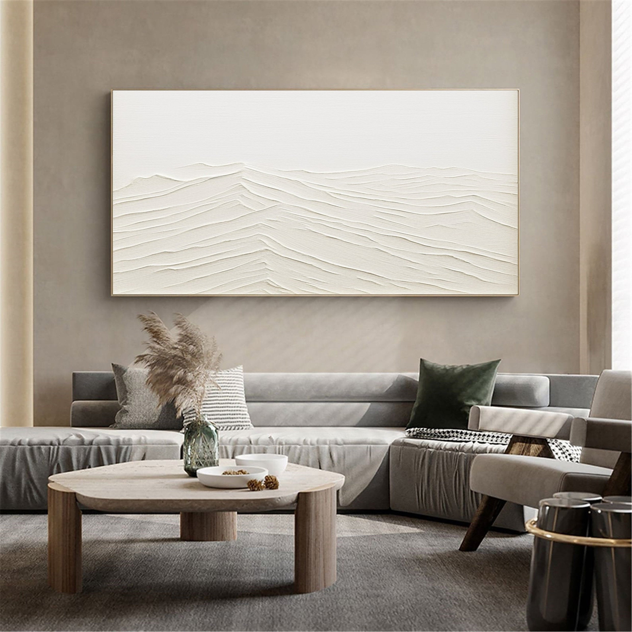 Contemporary Neutral Wall Art - Abstract Canvas Texture #JJ 369