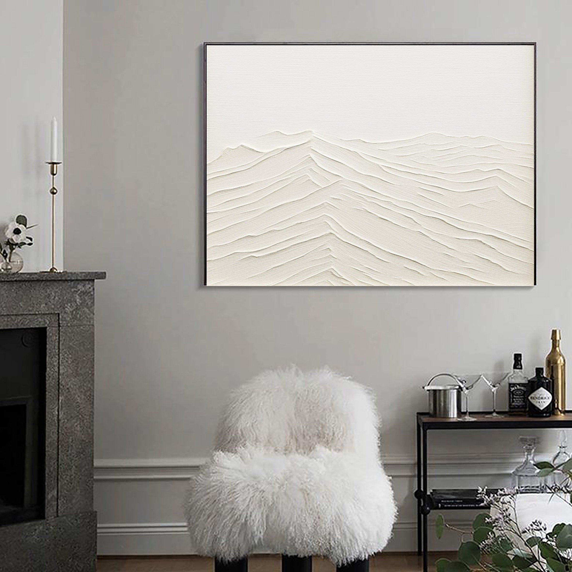 Contemporary Neutral Wall Art - Abstract Canvas Texture #JJ 369