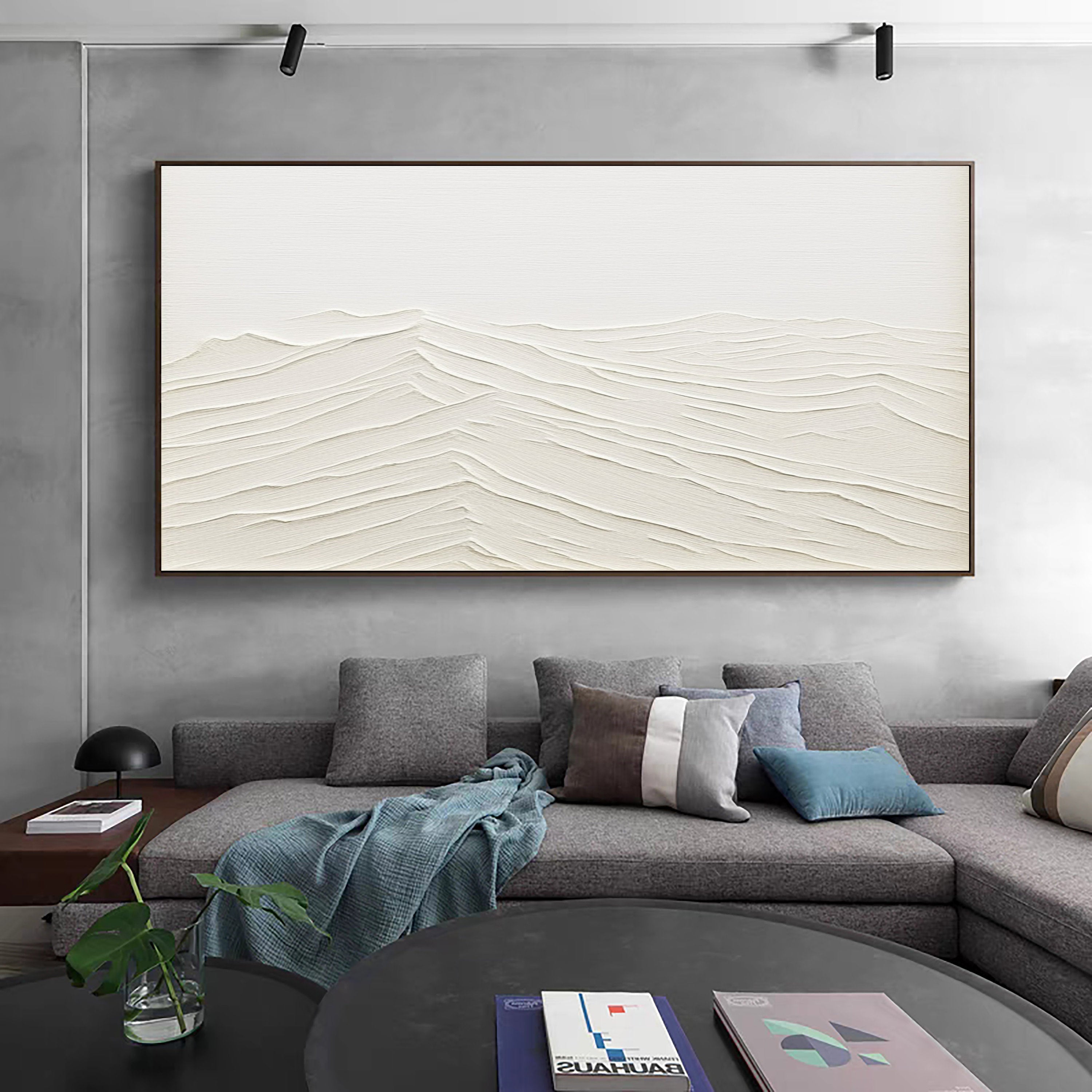 Contemporary Neutral Wall Art - Abstract Canvas Texture #JJ 369