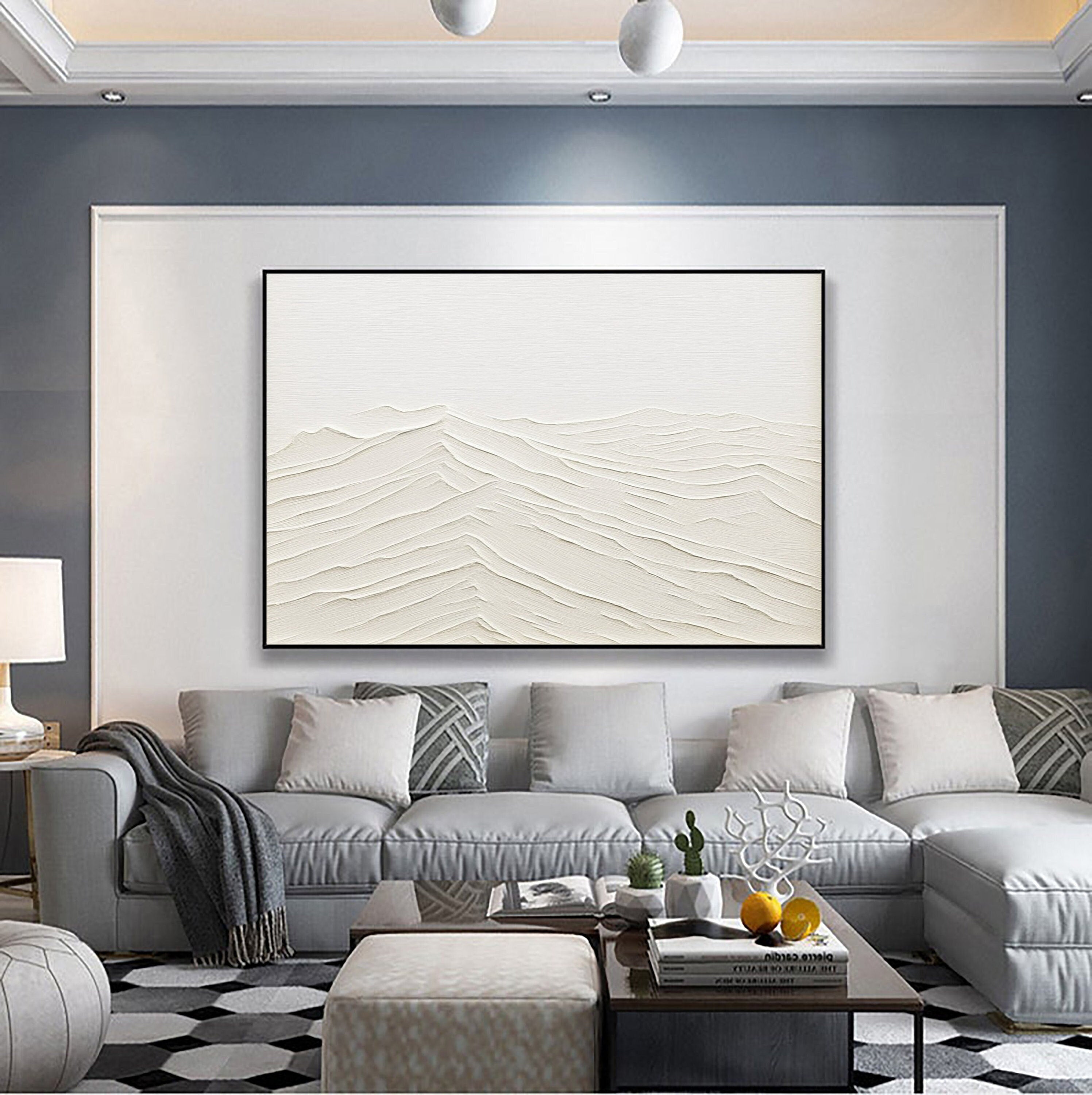 Contemporary Neutral Wall Art - Abstract Canvas Texture #JJ 369