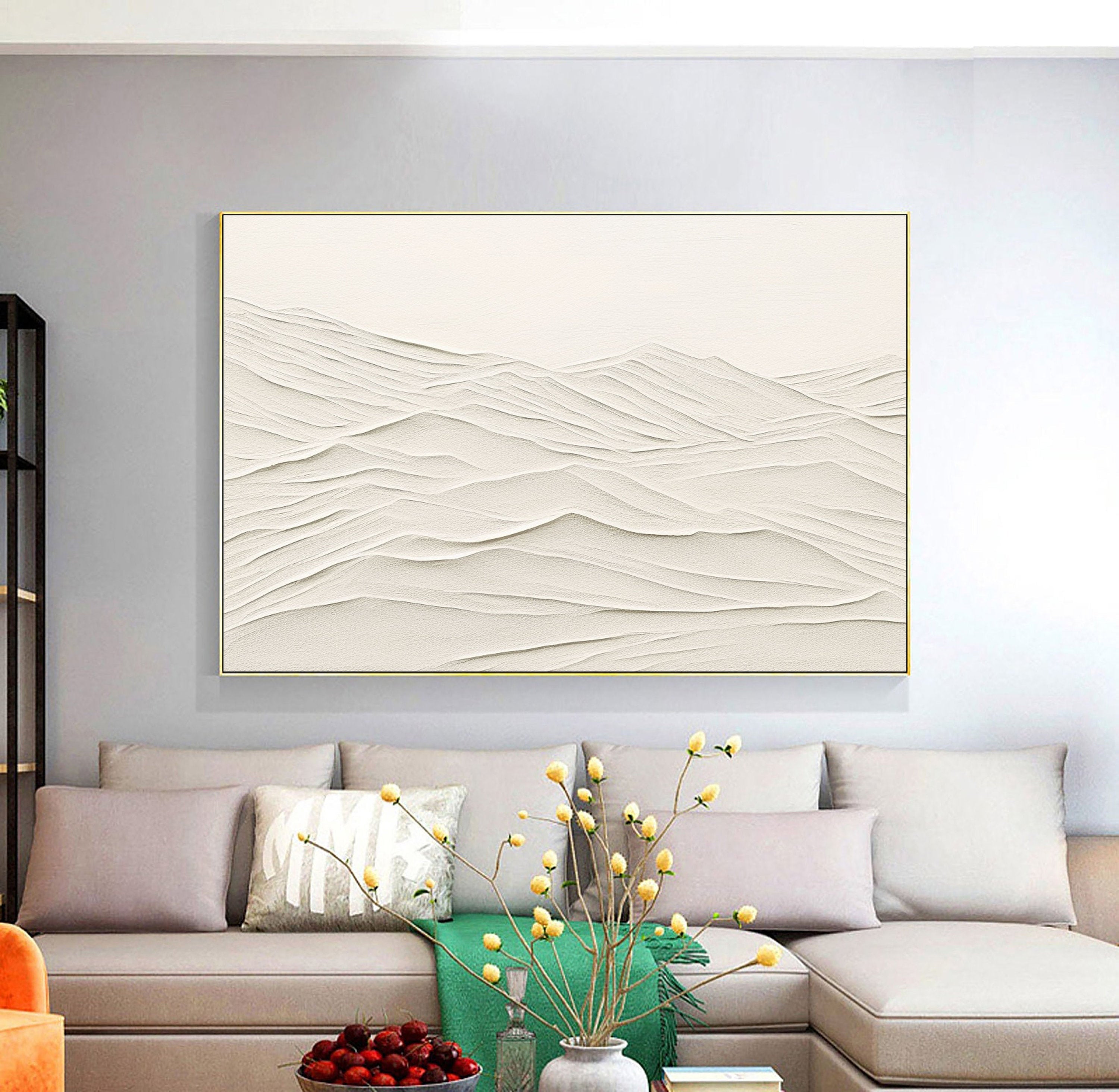 Abstract White Lines Plaster Art - Contemporary Wall Decor