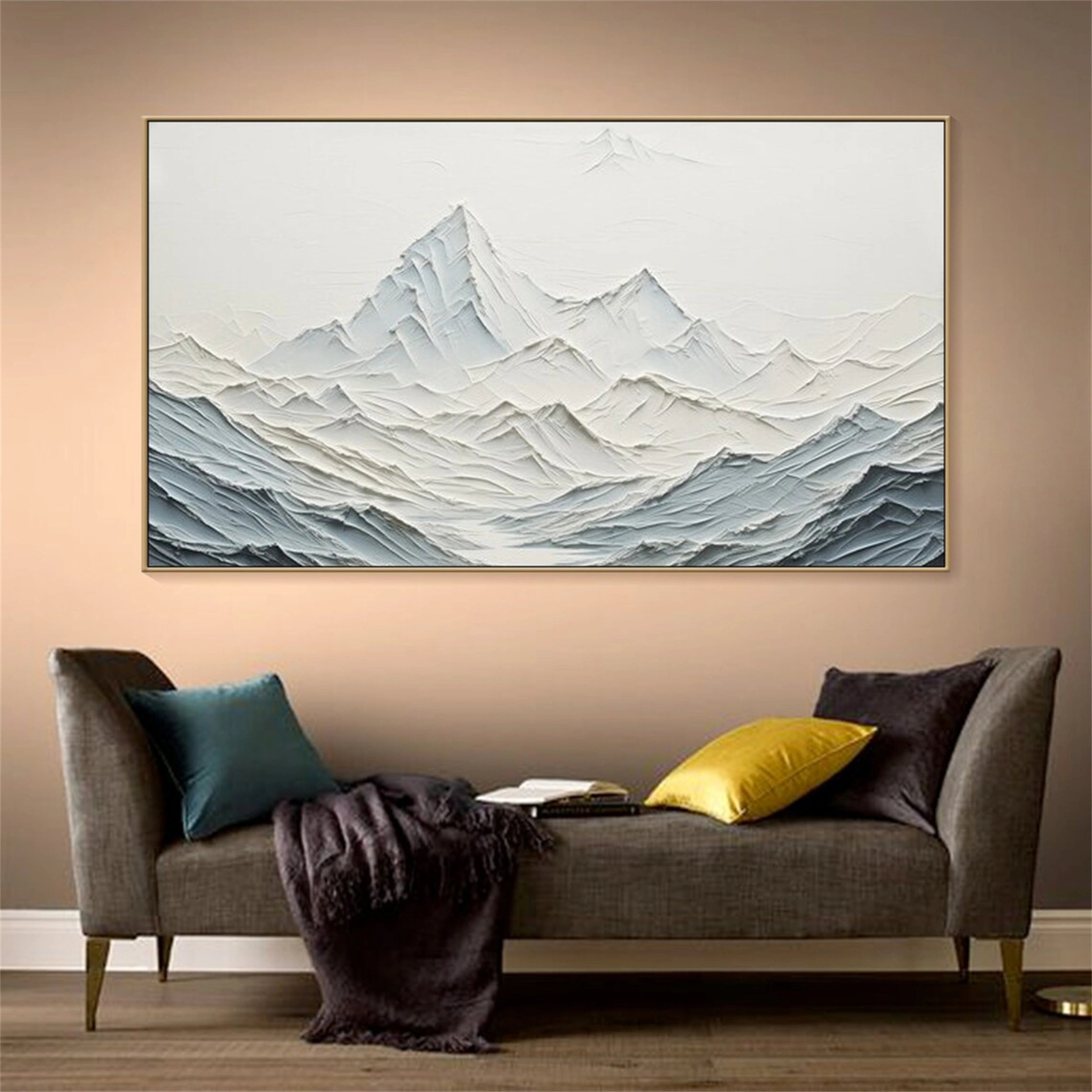  Abstract Mountain Art - Modern Neutral Tone Wall Decor