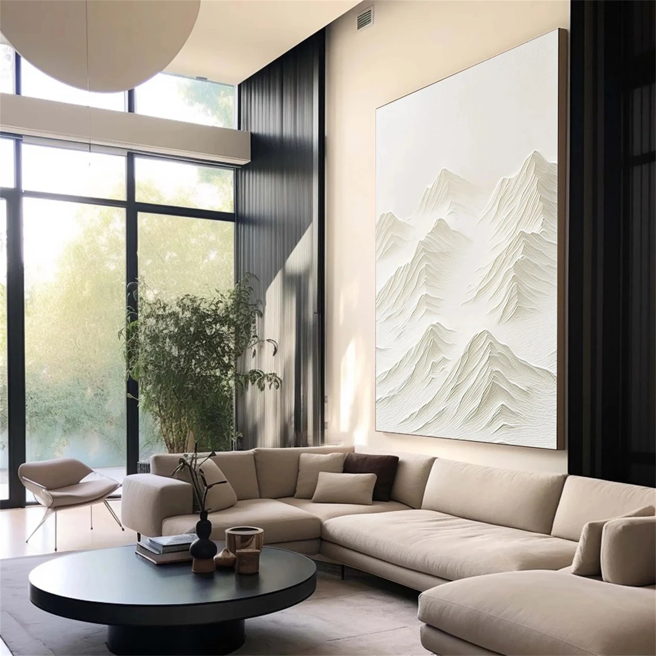 Textured White Mountain Painting | Minimalist Abstract Landscape Art #JJ 095
