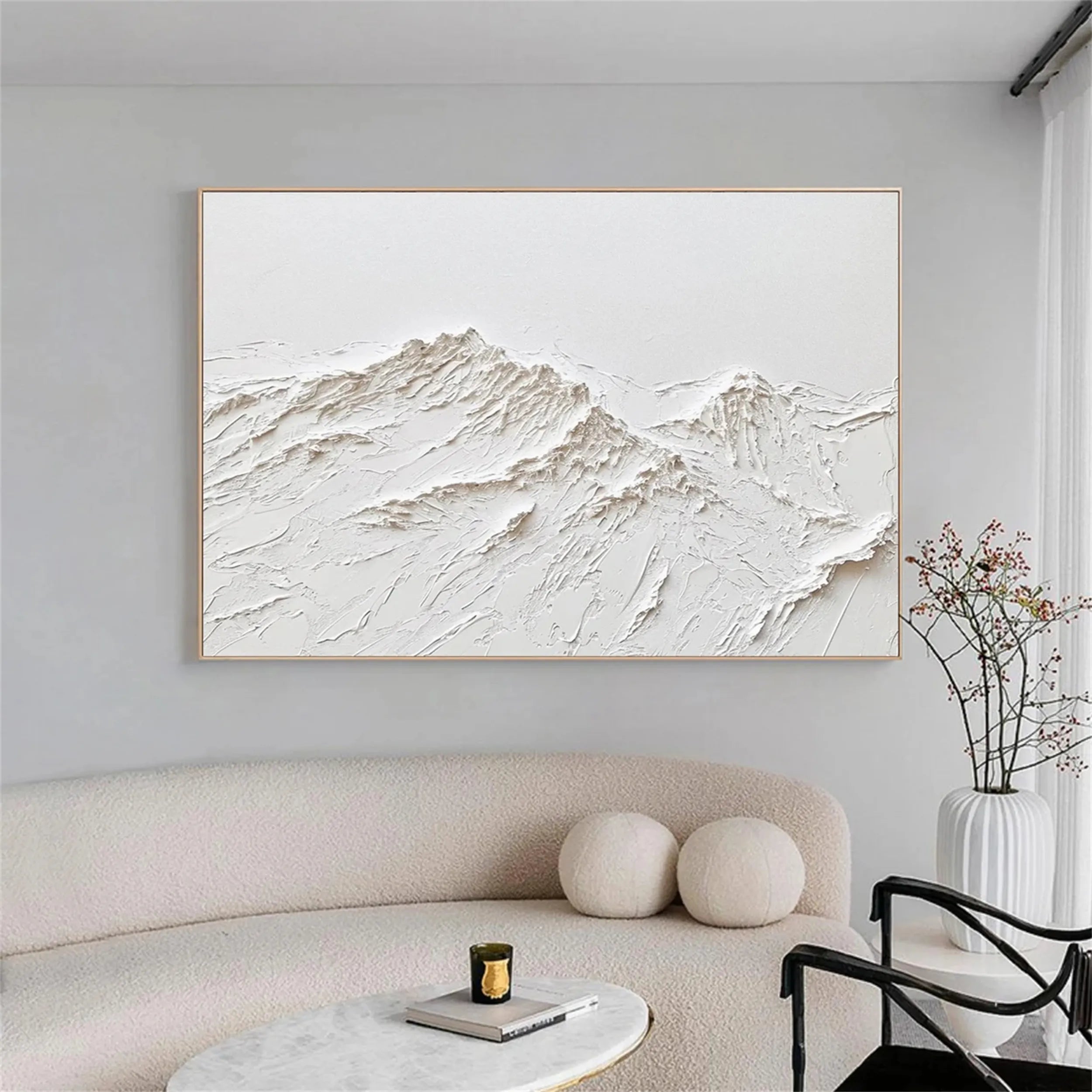 Large Horizontal Textured Painting - Modern Living Room Decor #JJ 371