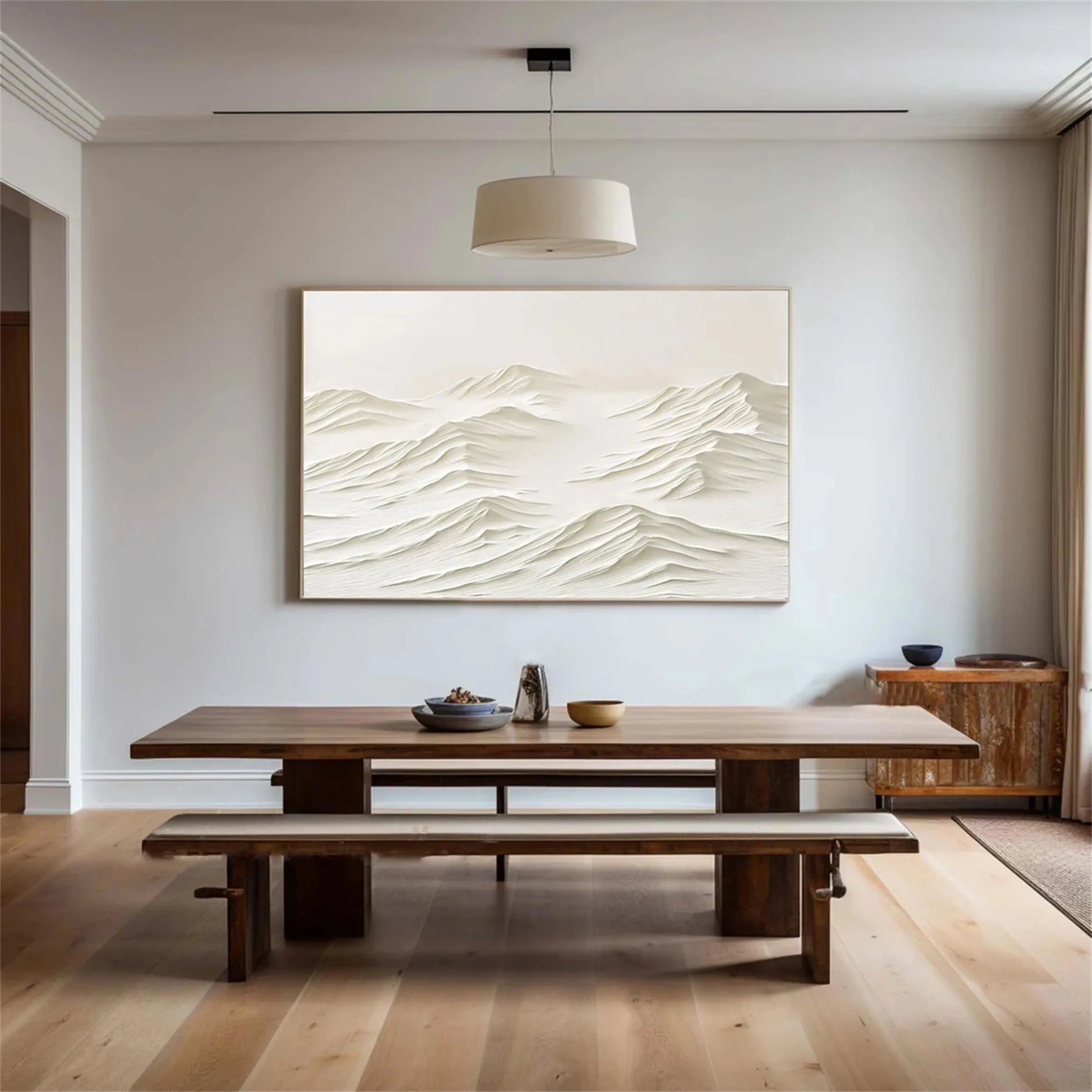 Textured White Wall Art - Serene Modern Hand-Painted Canvas #JJ 372