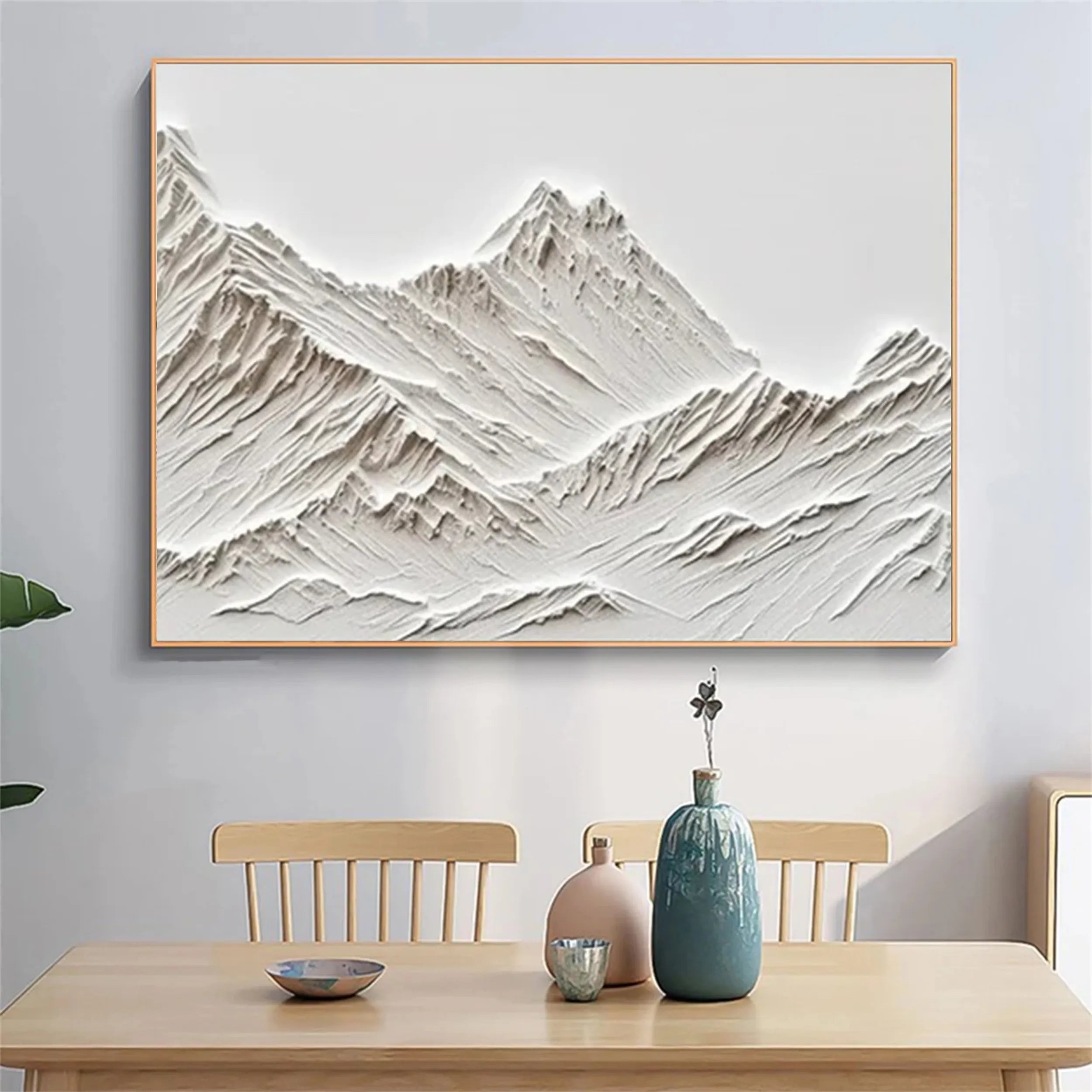 White Textured Painting | Handcrafted Minimalist Mountain Art