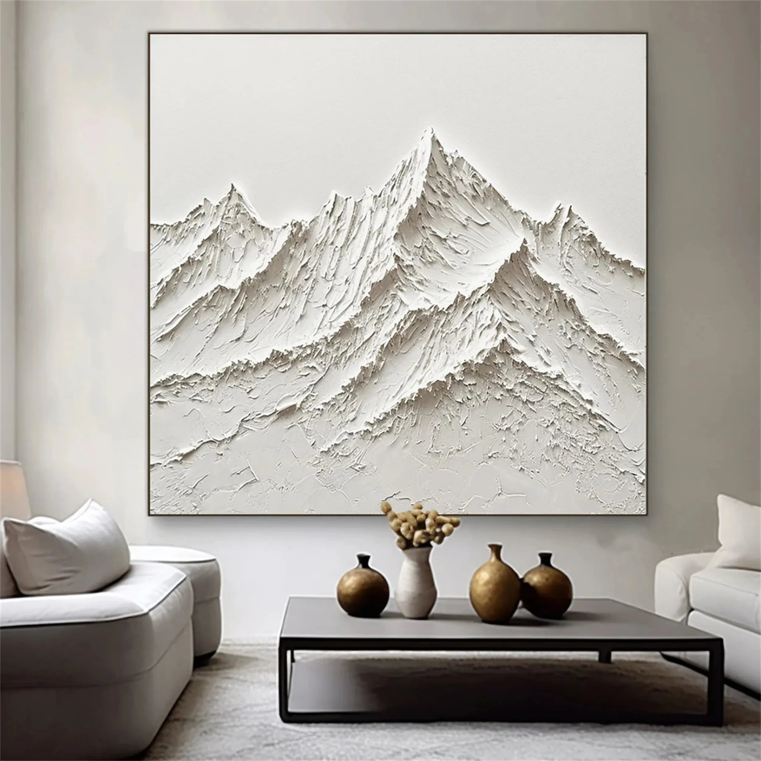 Abstract Layered Mountain Art - Textured Canvas