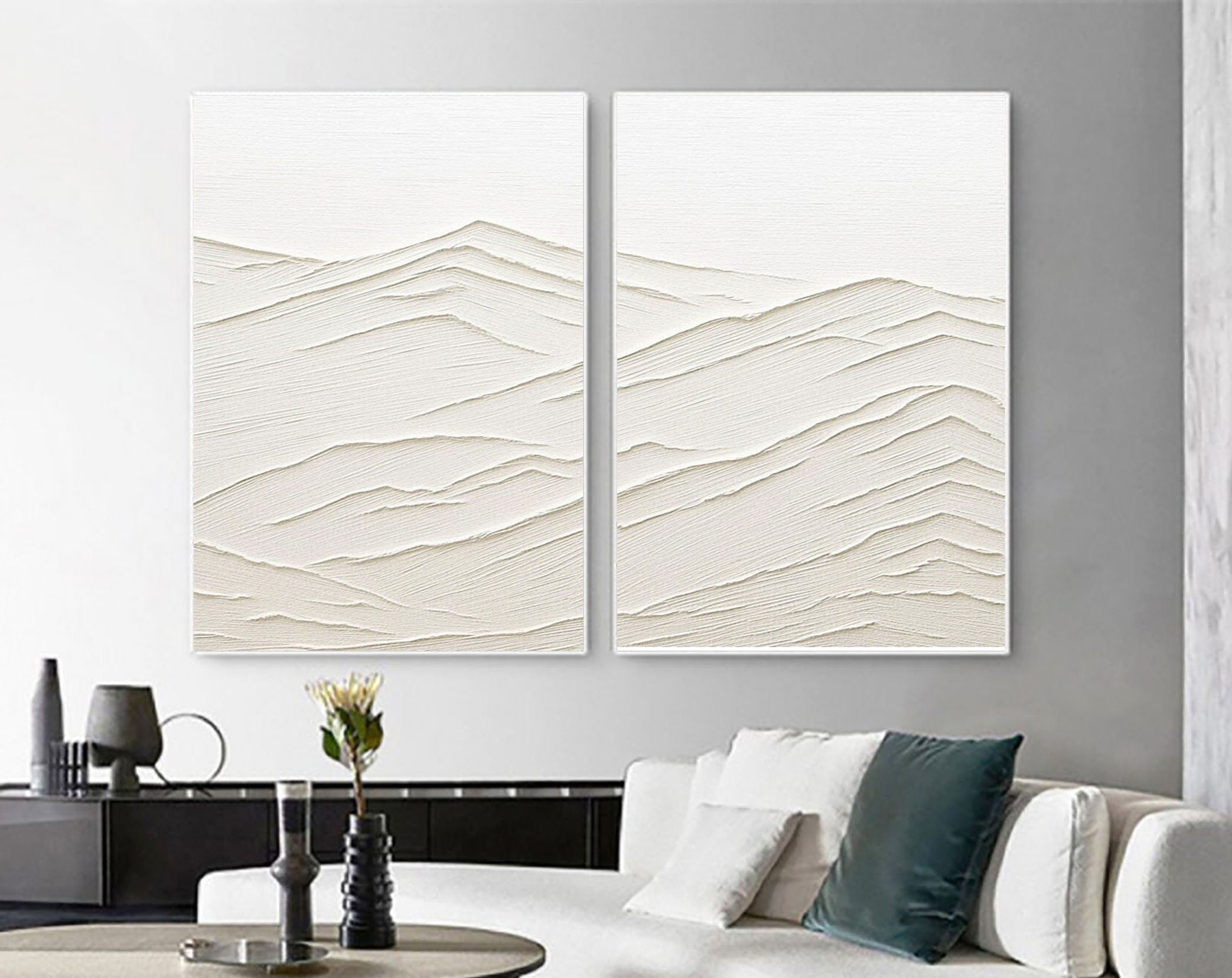 Abstract Mountain Duos | Handcrafted Textured Plaster Art #JJ 415