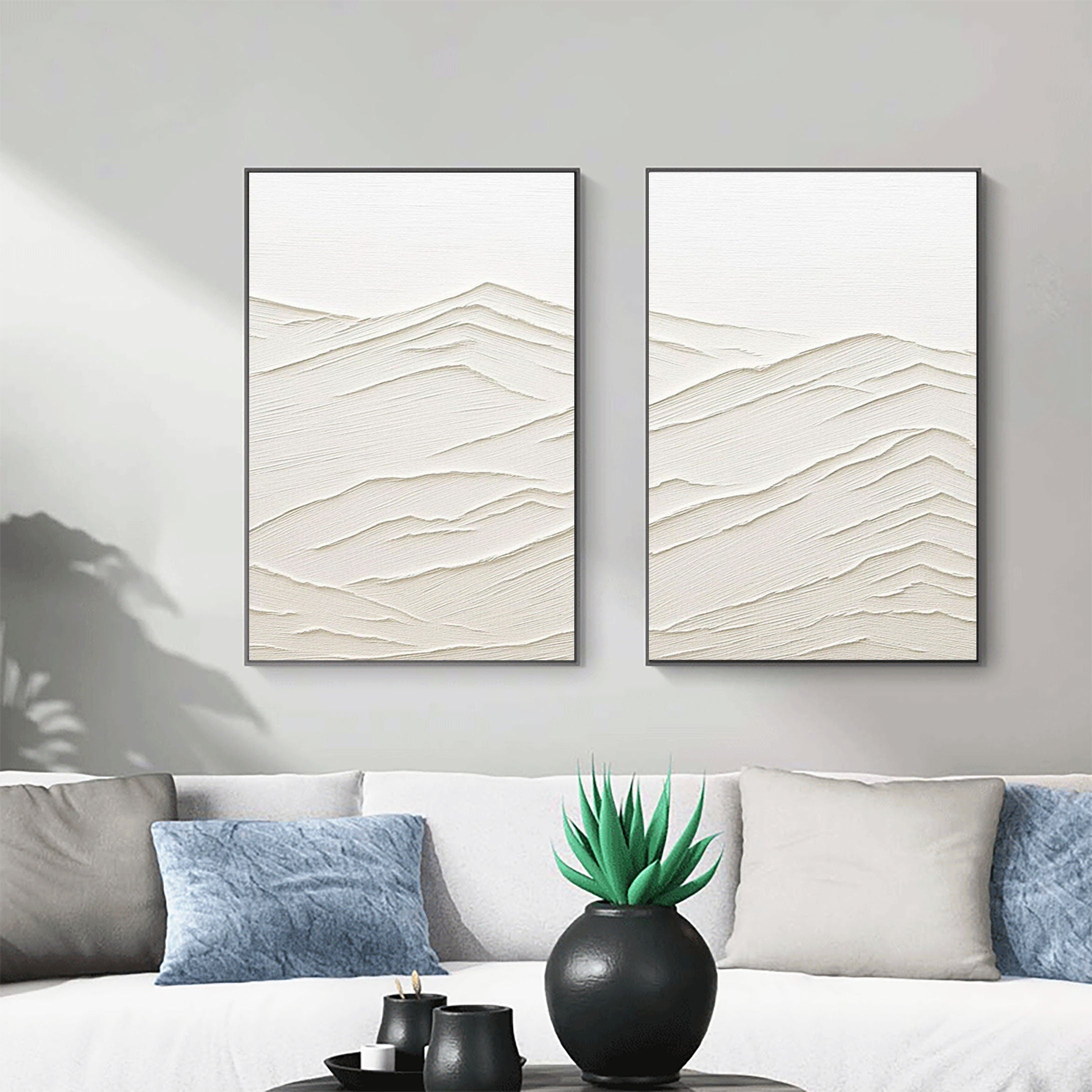 Abstract Mountain Duos | Handcrafted Textured Plaster Art #JJ 415