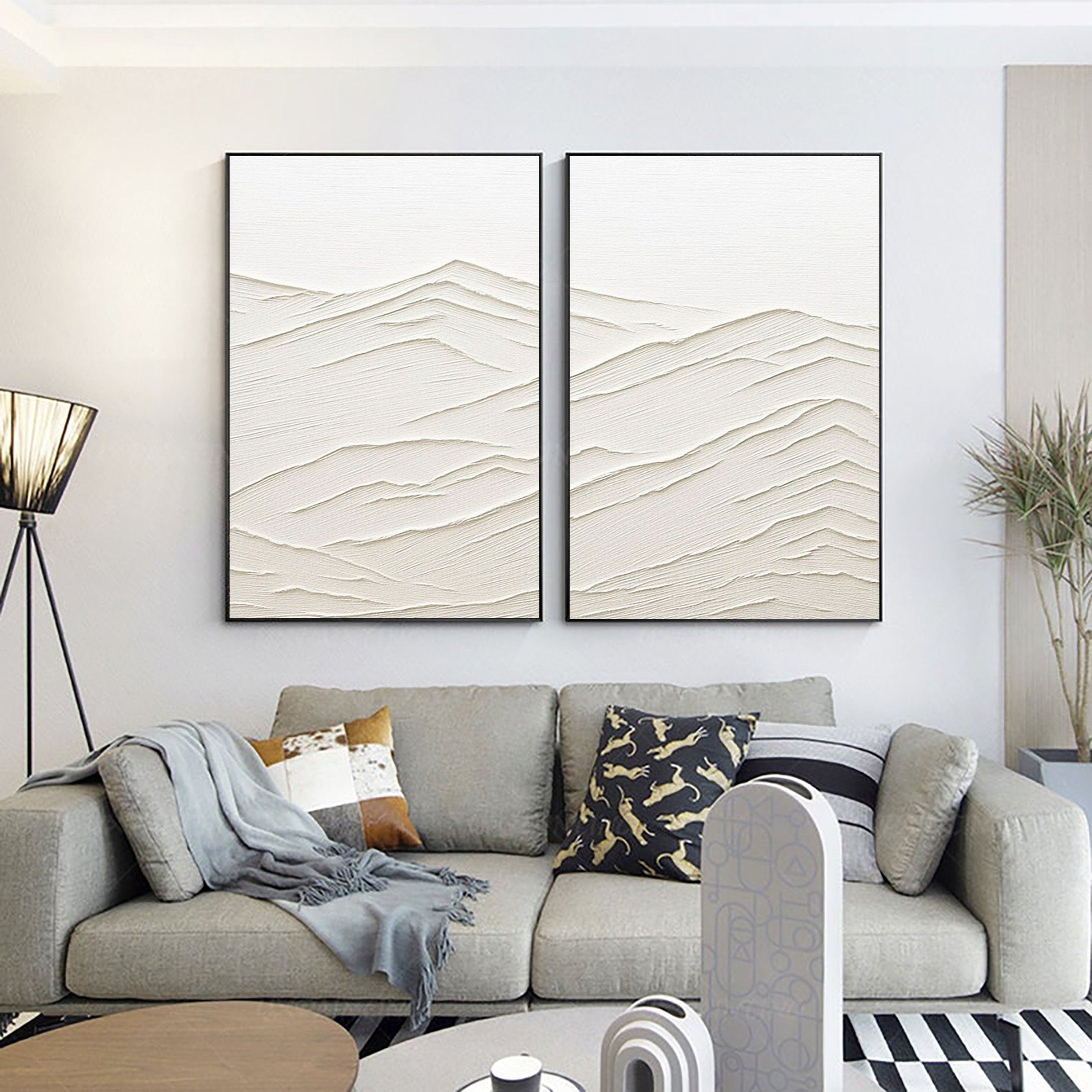 Abstract Mountain Duos | Handcrafted Textured Plaster Art #JJ 415