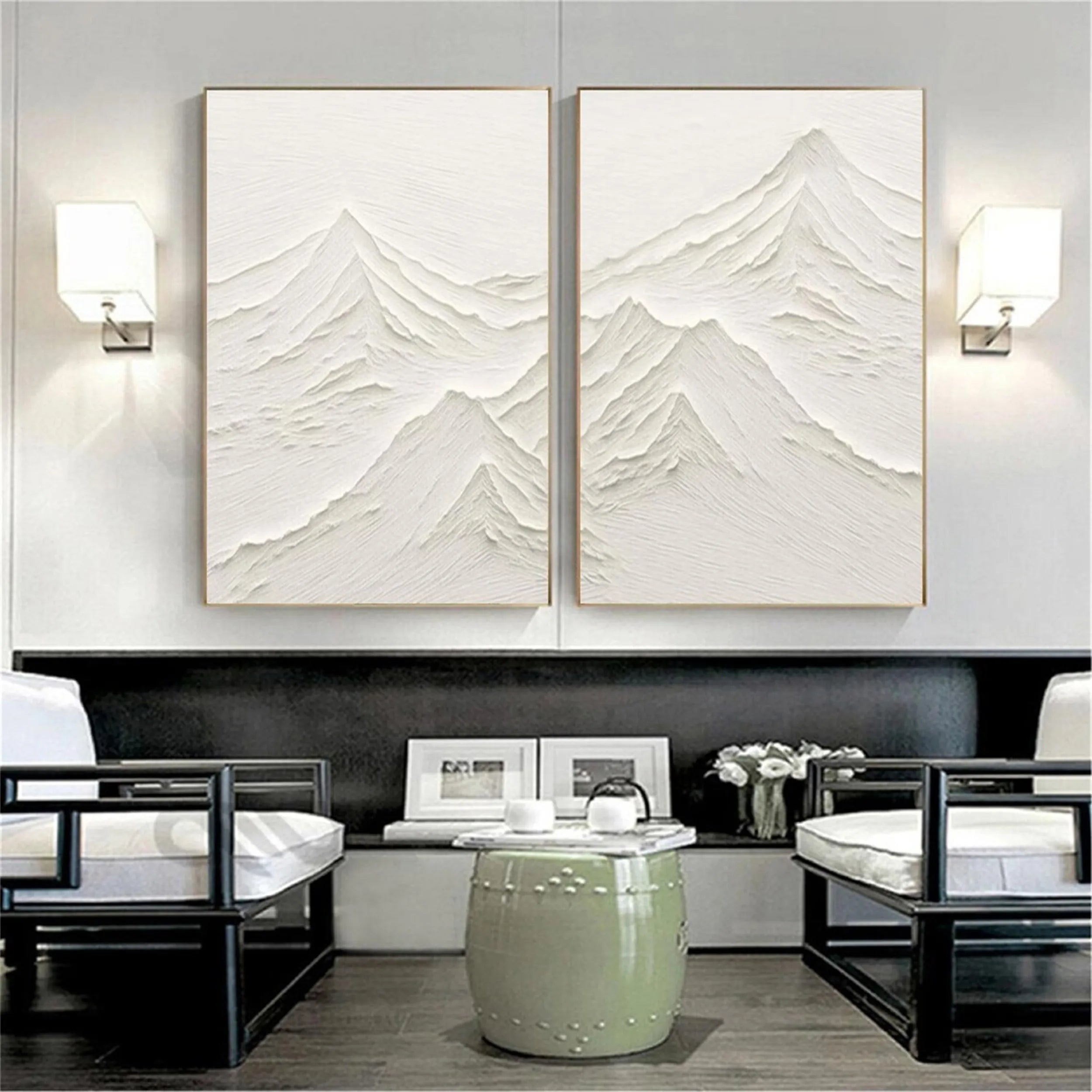 Hand - painted 3D Mountain Wall Art for a Luxurious Home Look