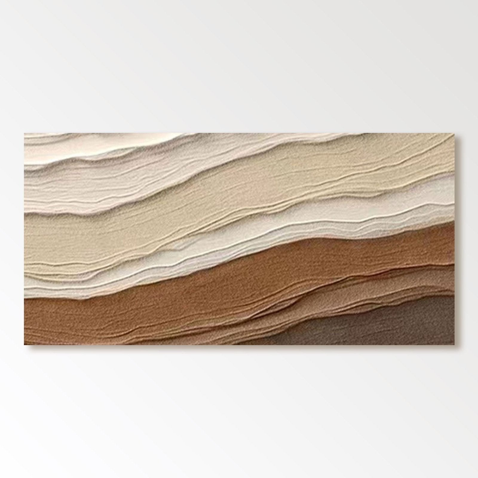 Minimalist Textured Painting - Beige and Brown Wall Art #TC 174