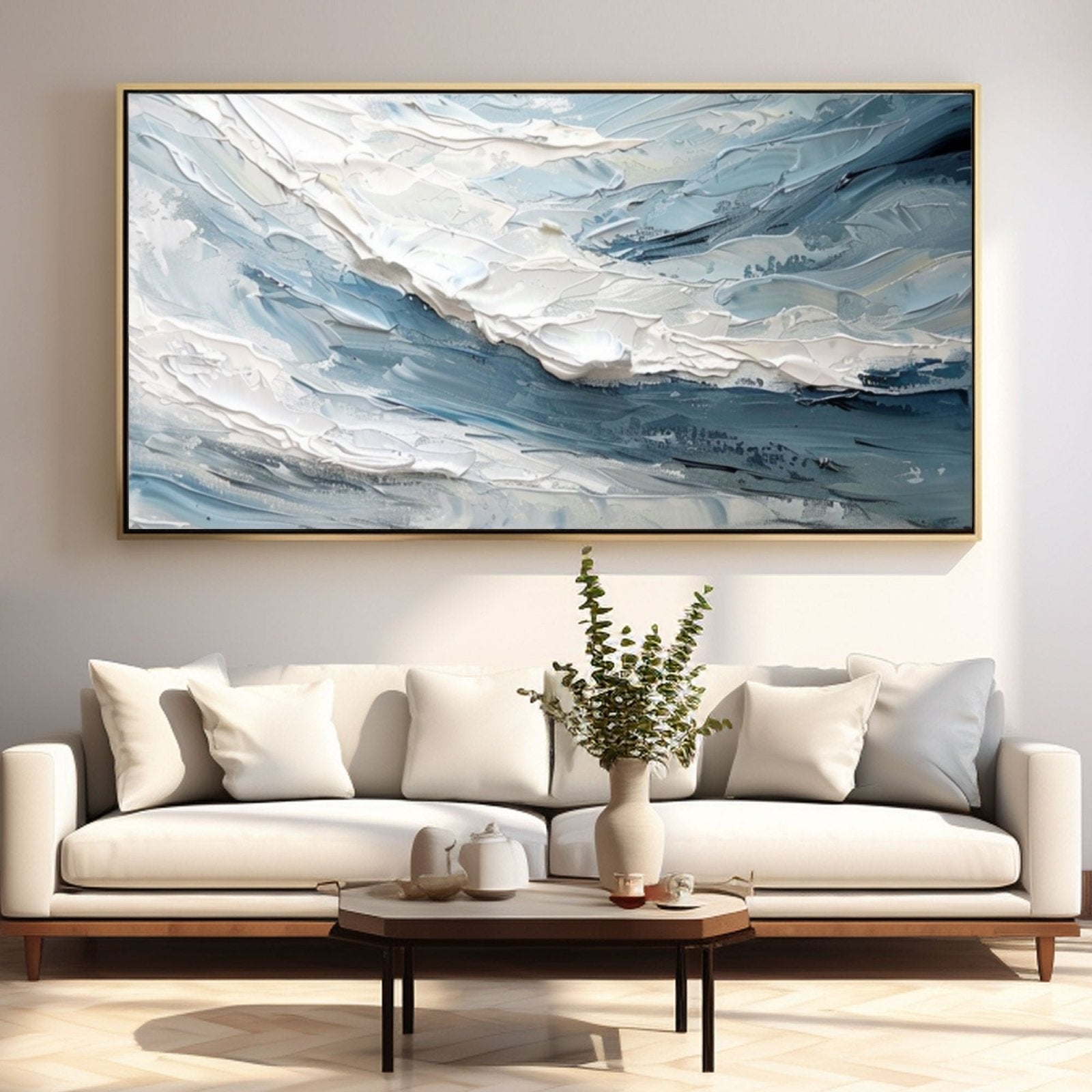 Abstract Seascape Painting – Handmade Textured Acrylic Artwork