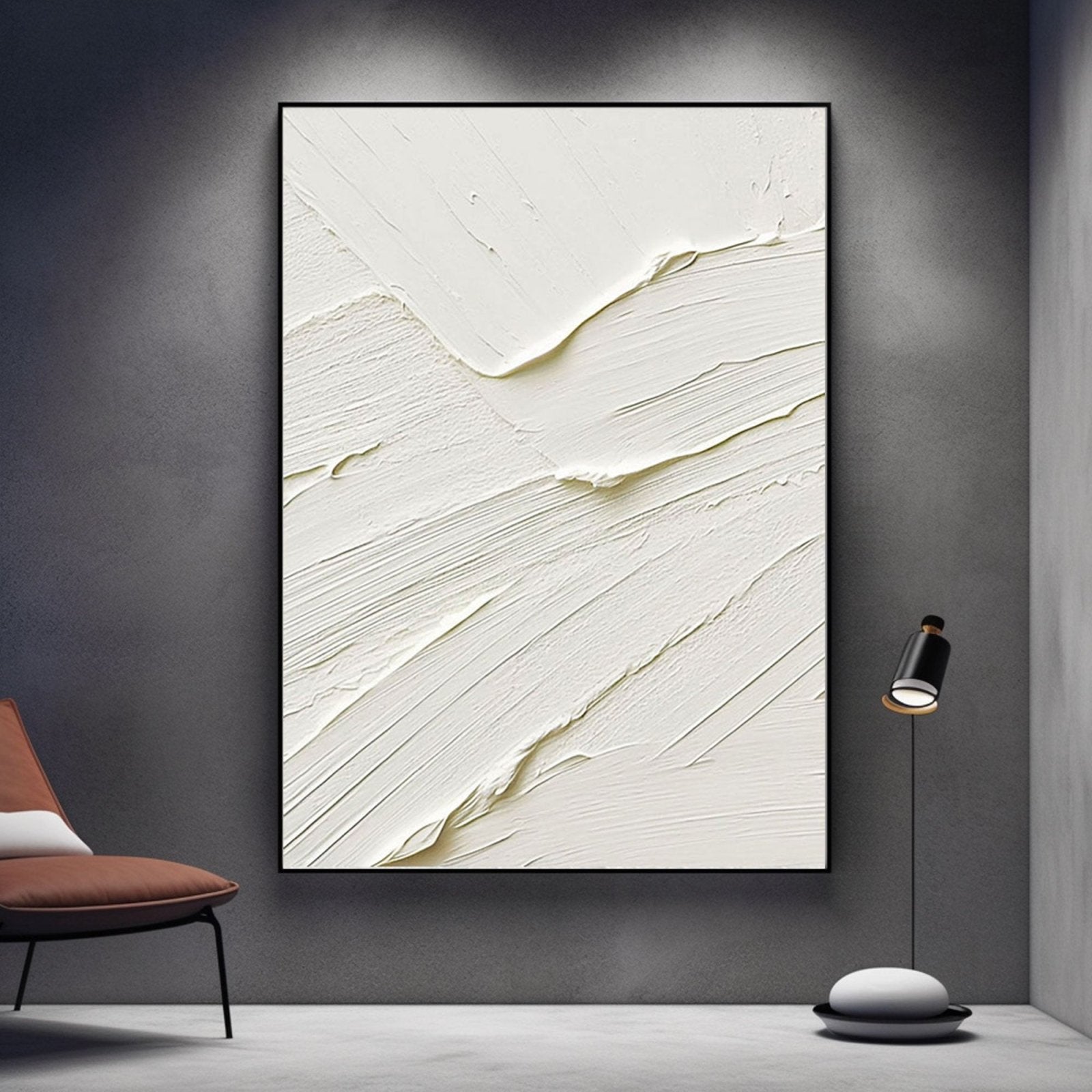 Minimalist White Texture Wall Art – Modern Abstract Canvas #TC 179