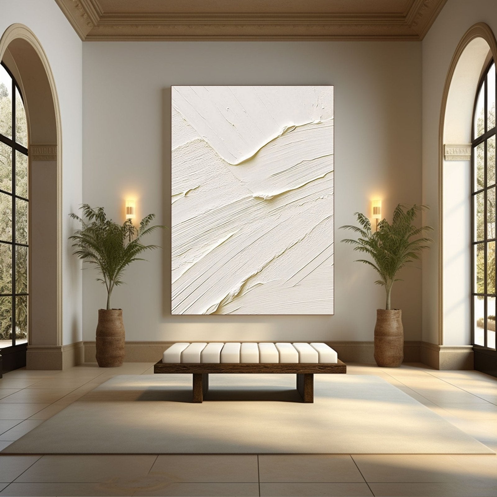 Minimalist White Texture Wall Art – Modern Abstract Canvas #TC 179