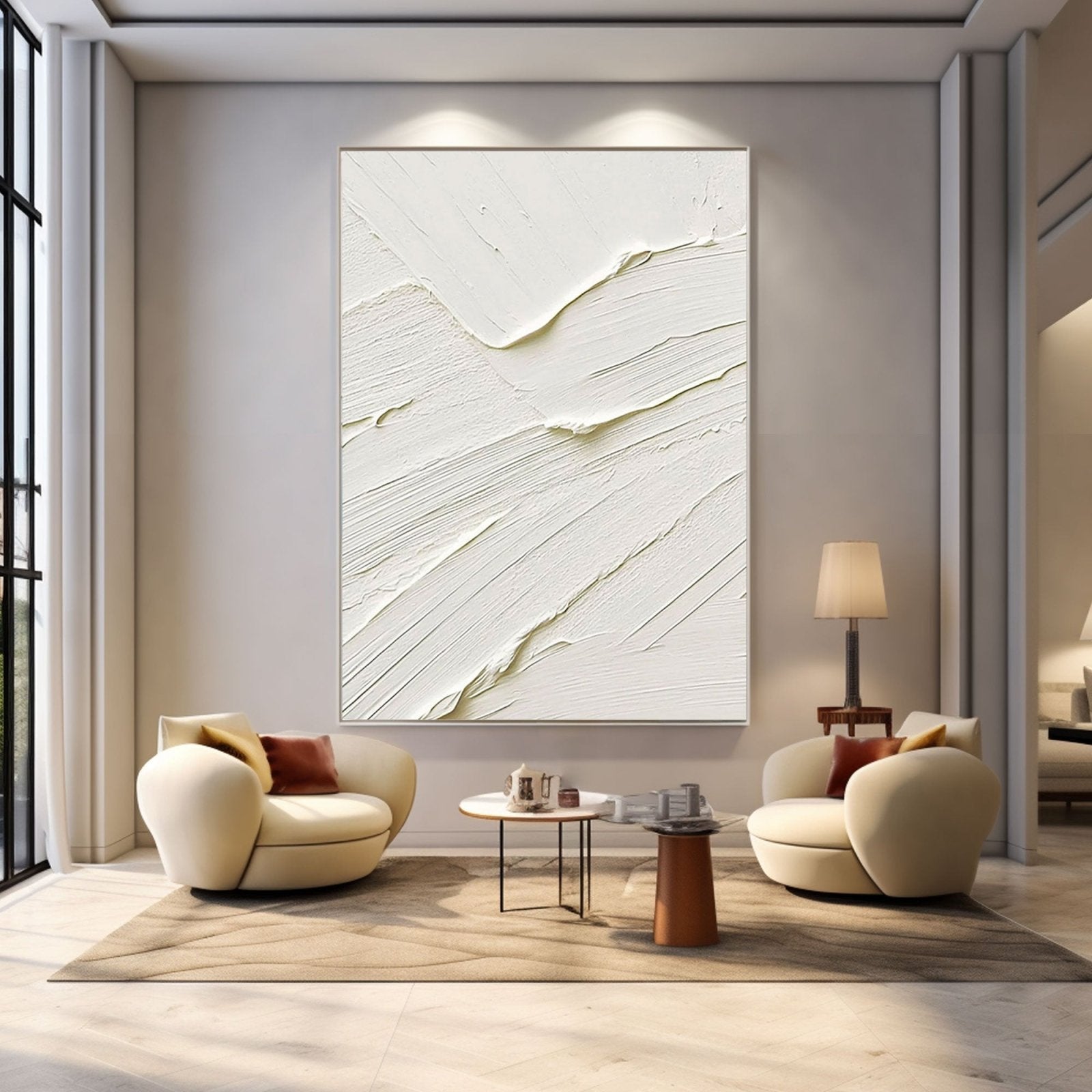 Minimalist White Texture Wall Art – Modern Abstract Canvas #TC 179