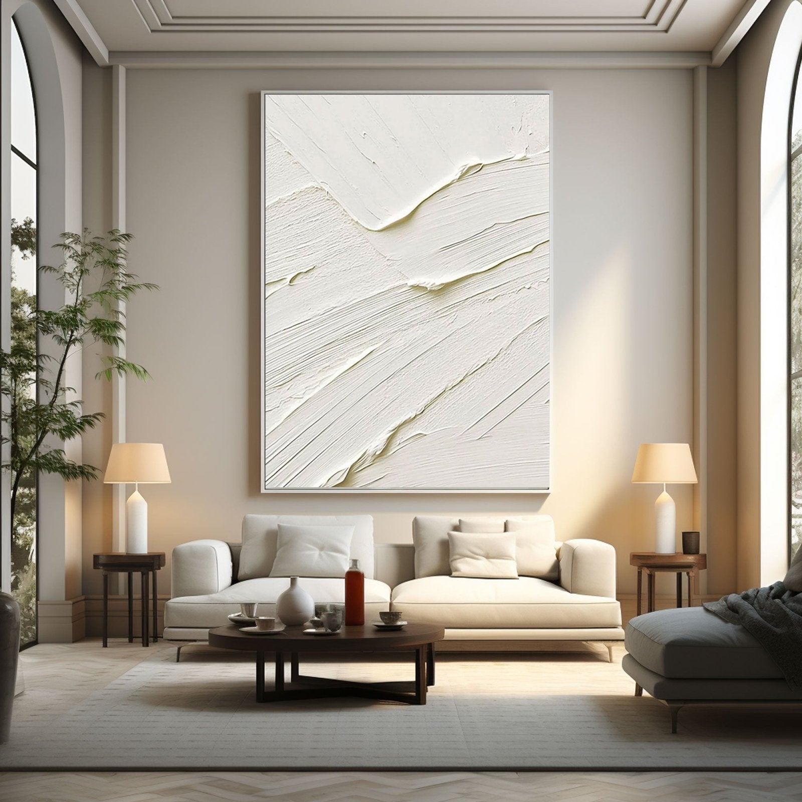 Minimalist White Texture Wall Art – Modern Abstract Canvas #TC 179